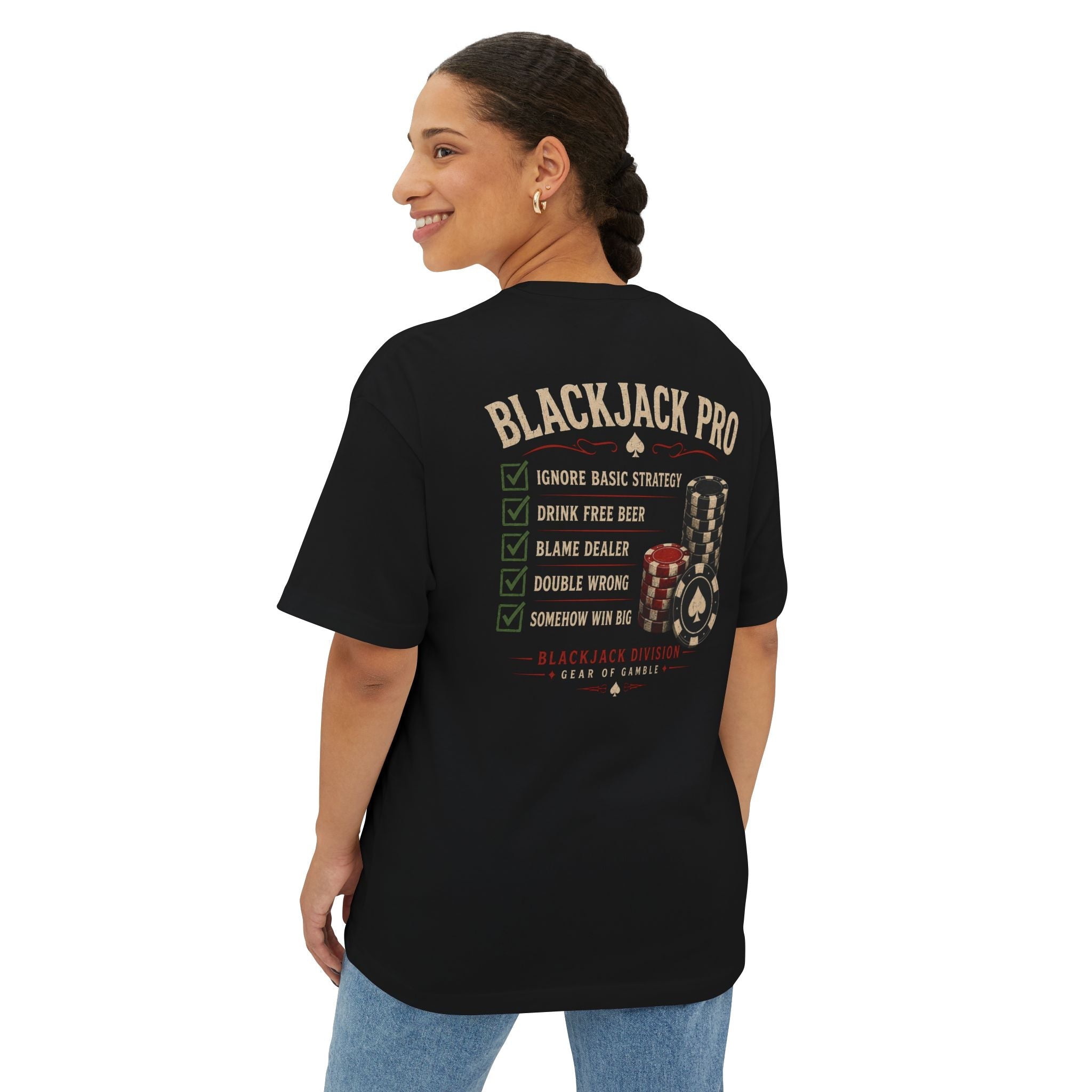 Natural Poker Tee, ’Split’ Vintage Playing Cards Graphic Shirt - T-Shirt