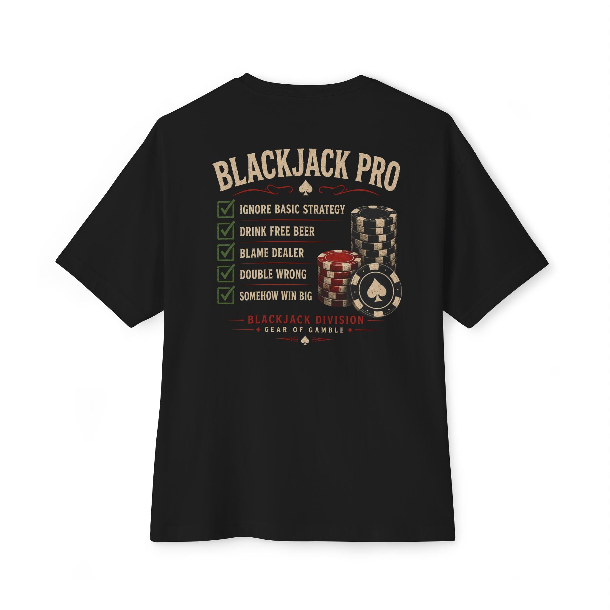 Natural Poker Tee, ’Split’ Vintage Playing Cards Graphic Shirt - T-Shirt