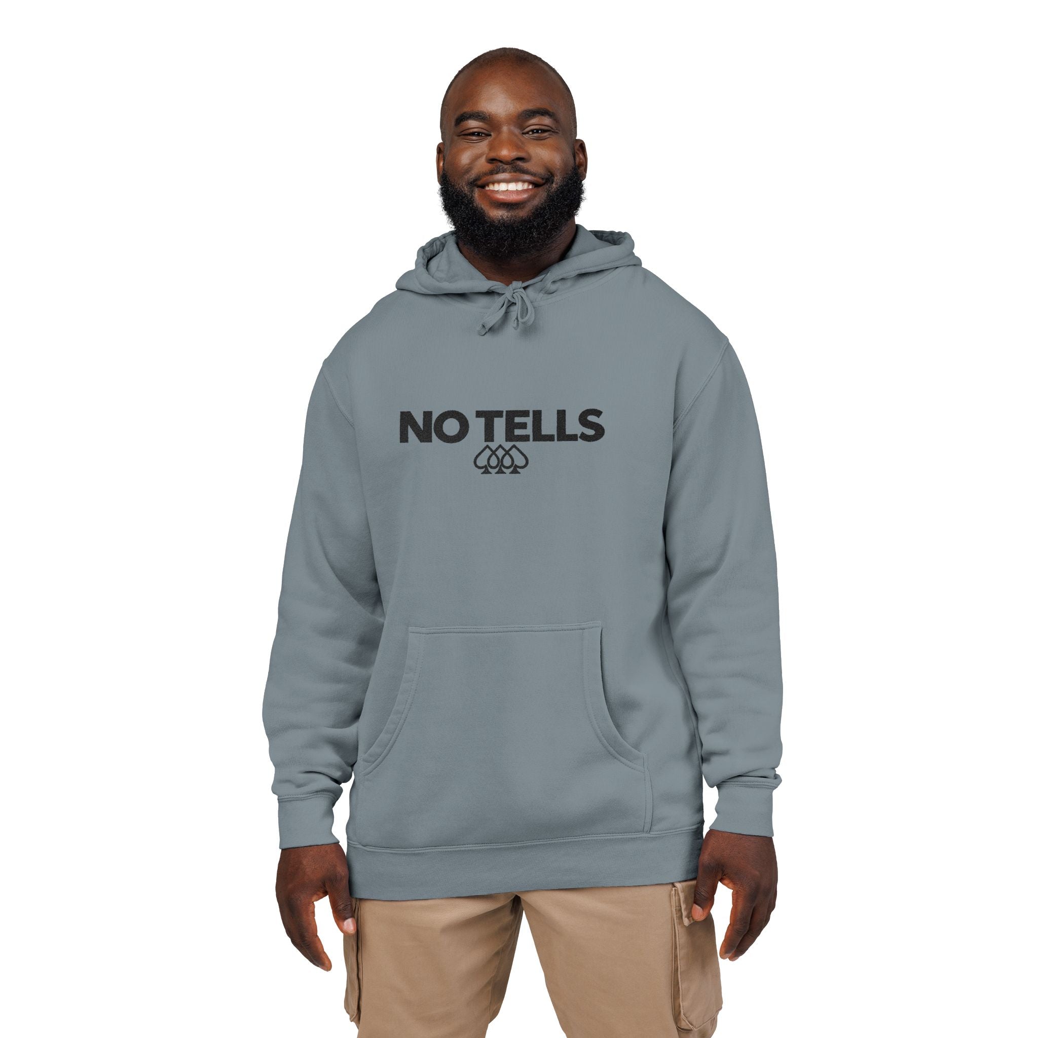 NO TELLS Embroidered Poker Hoodie | Gear of Gamble - S / Pigment Slate Blue - Hoodie