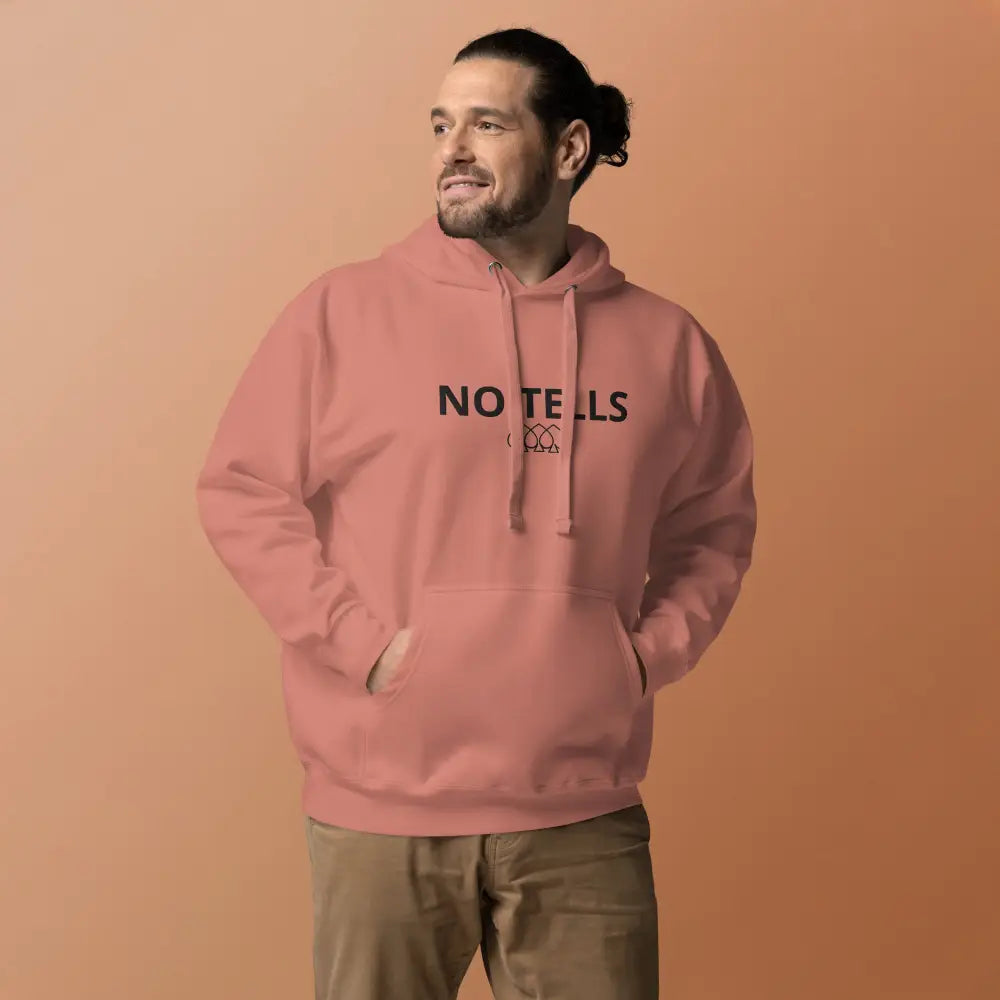 Embroidered "NO TELLS" poker hoodie – high-quality poker apparel for serious cash game and tournament players.
