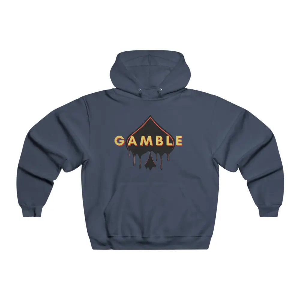 Dark Blue  poker hoodie featuring the iconic Gamble Drip logo. Made from a soft cotton-polyester blend, this hoodie provides comfort and style for poker enthusiasts and competitive players.