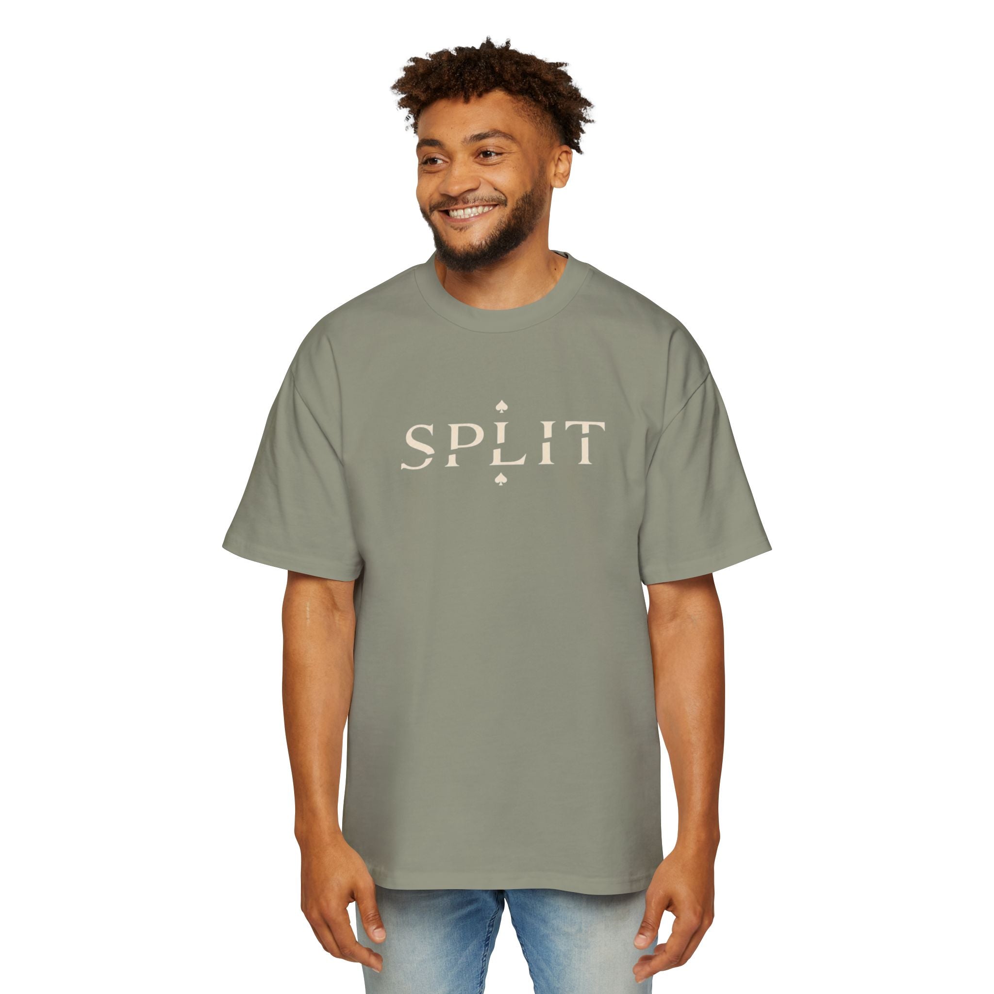 Oversized Tee, ’Natural’ Poker Ace Graphic Shirt - Eucalyptus / S - T-Shirt