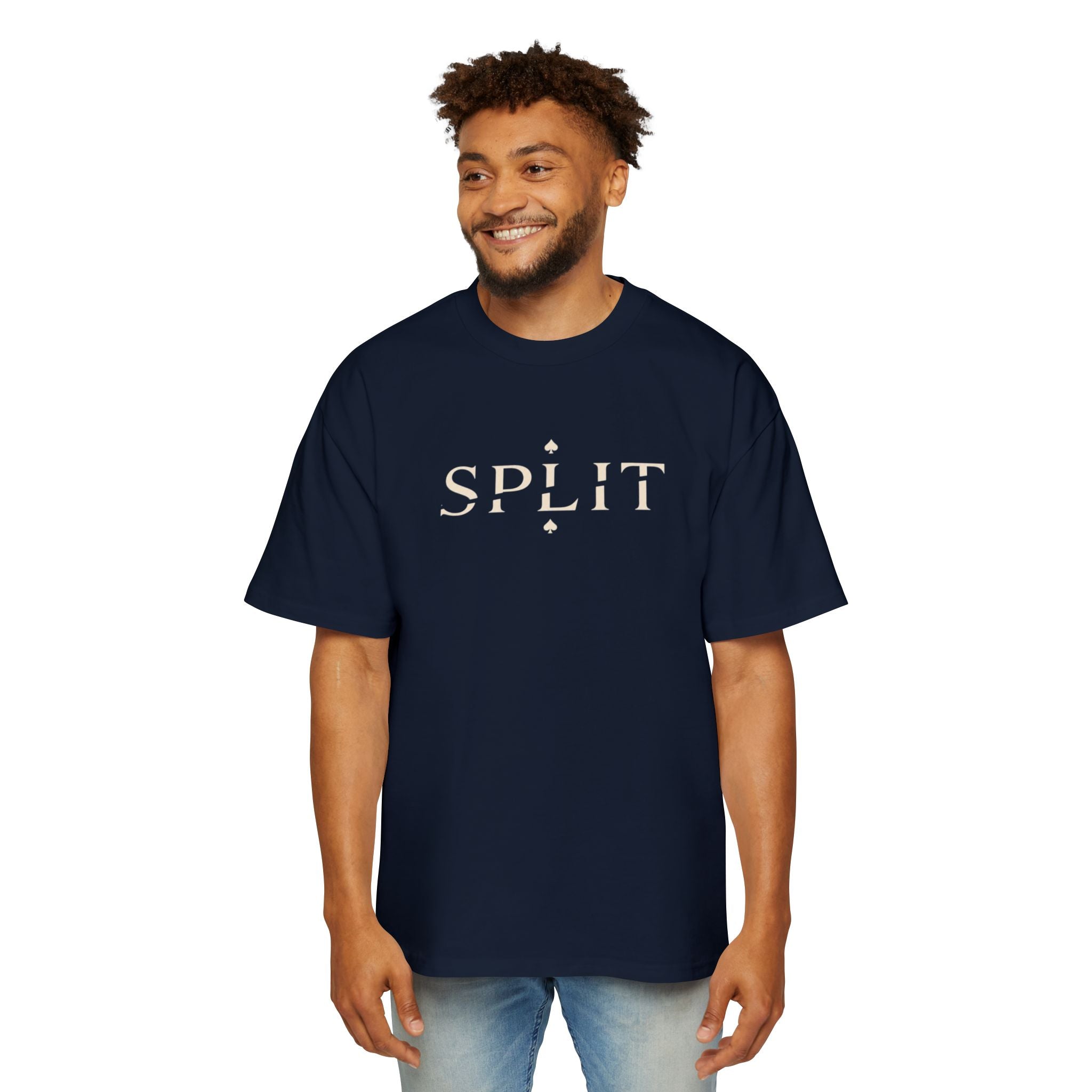 Oversized Tee, ’Natural’ Poker Ace Graphic Shirt - Navy / S - T-Shirt