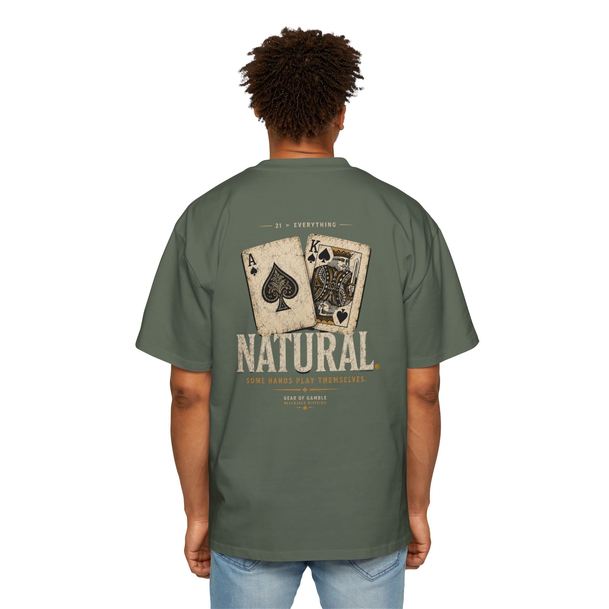Oversized Tee, ’Natural’ Poker Ace Graphic Shirt - T-Shirt