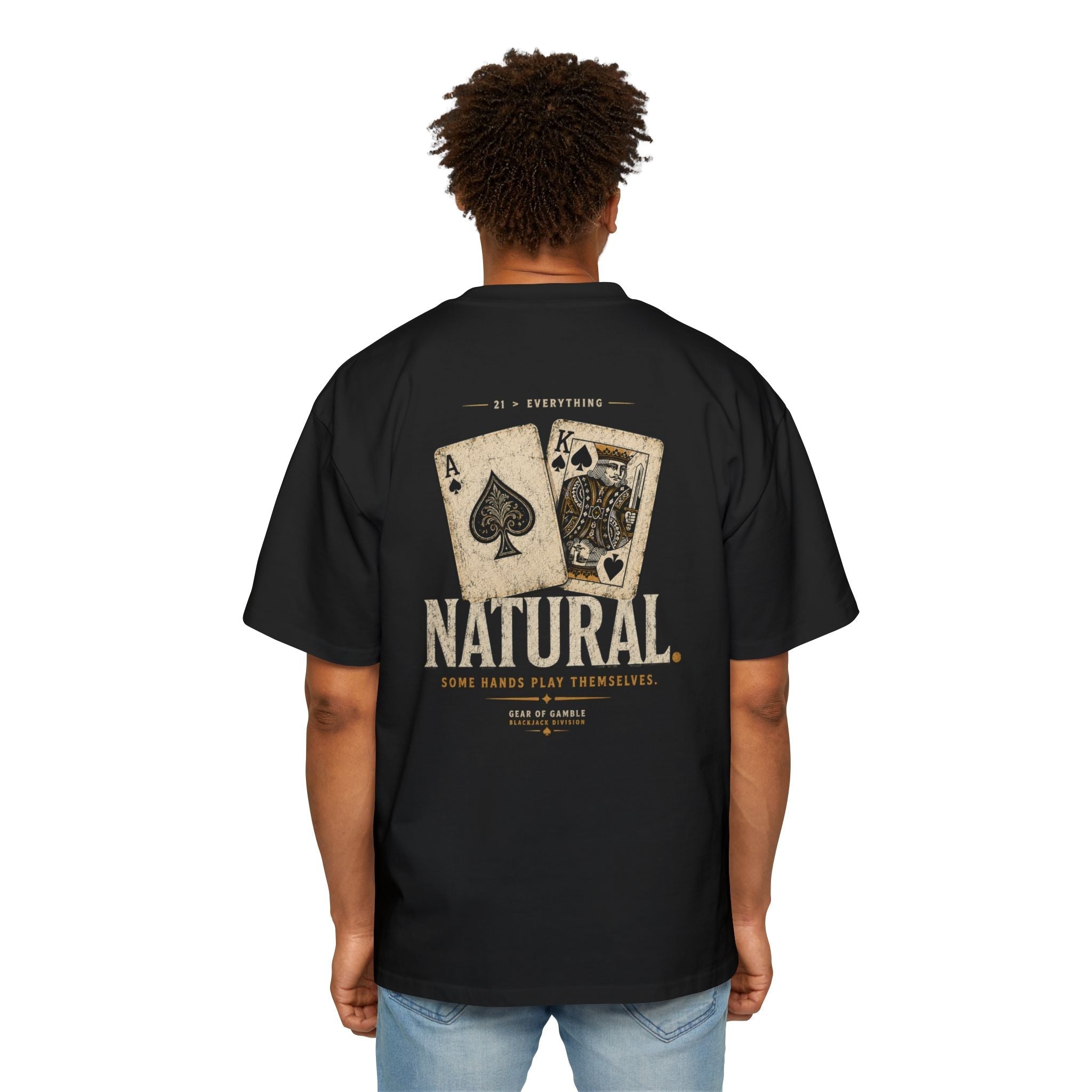Oversized Tee, ’Natural’ Poker Ace Graphic Shirt - T-Shirt