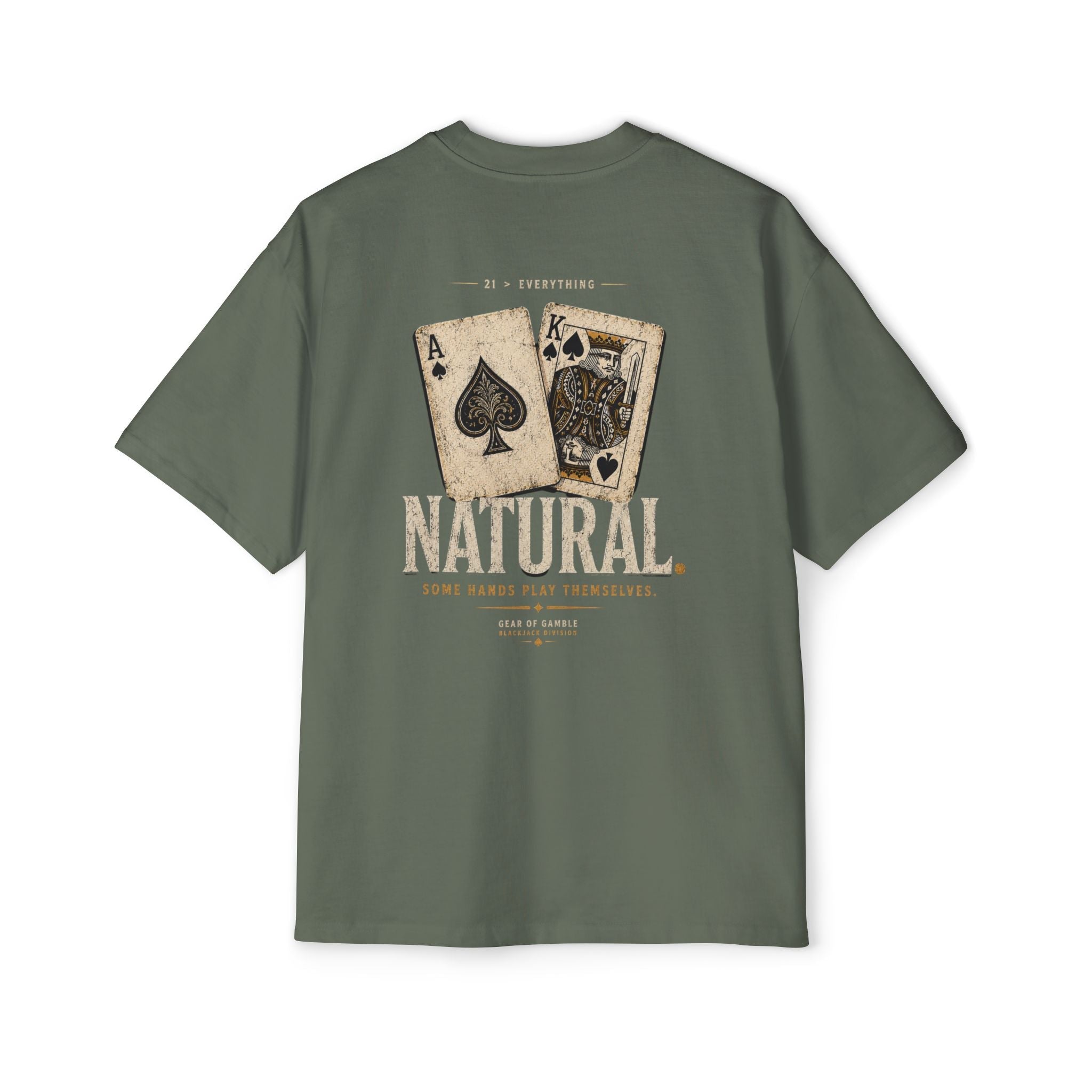 Oversized Tee, ’Natural’ Poker Ace Graphic Shirt - T-Shirt