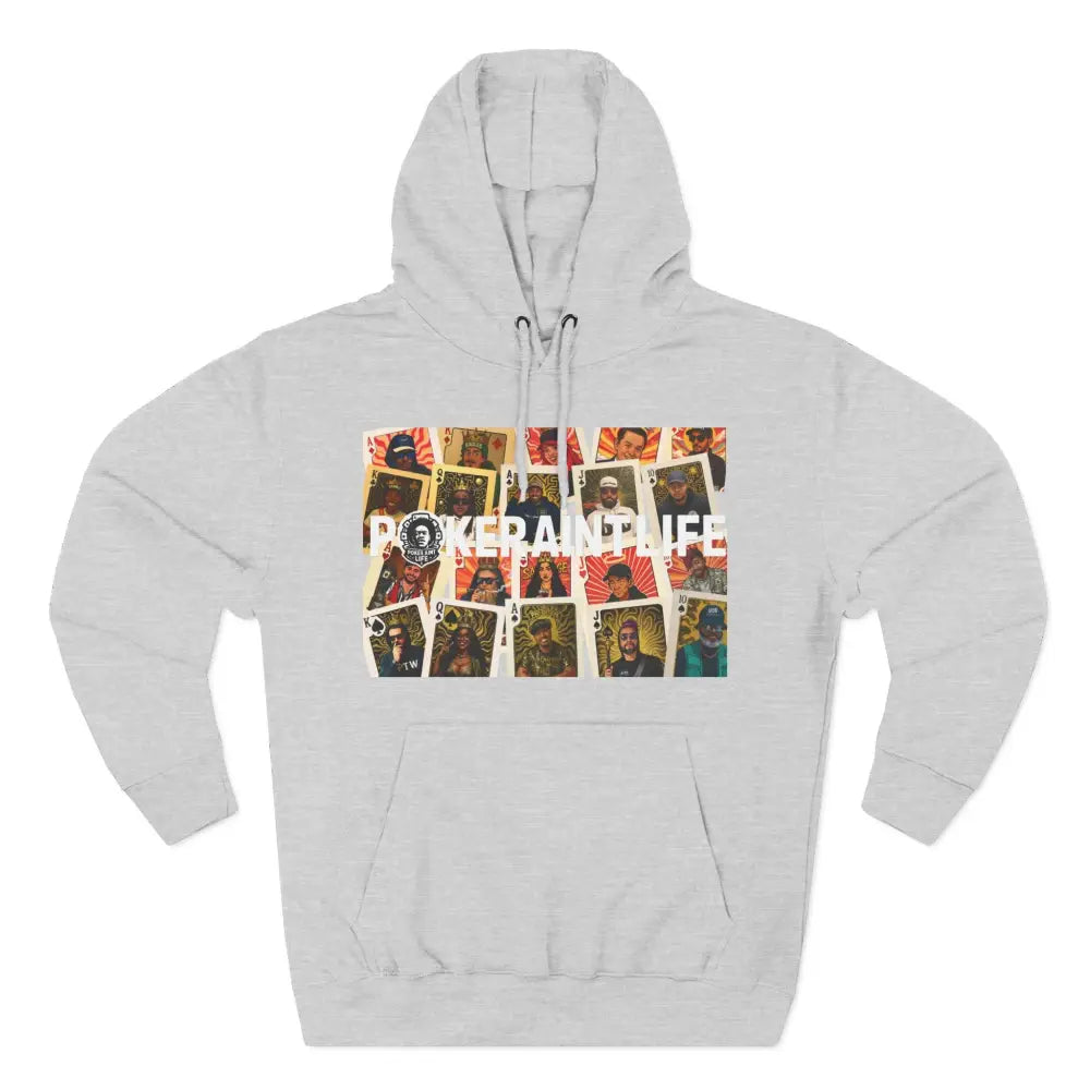 Premium black poker hoodie featuring "PokerAintLife" graphic – streetwear for poker players and grinders.