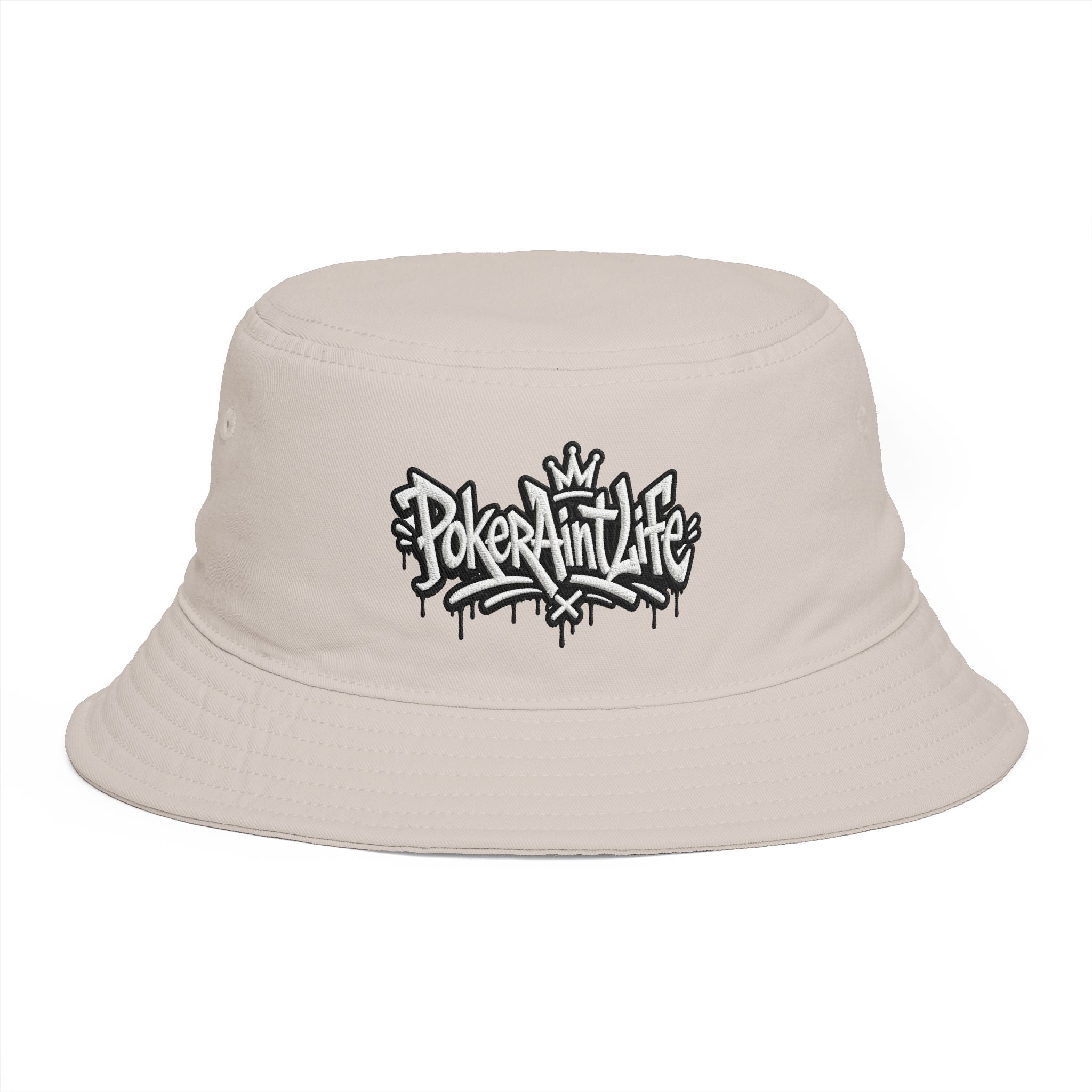 Poker Ain’t Life Embroidered Bucket Hat, Streetwear Poker Player Cap - One size / Bone - Hats
