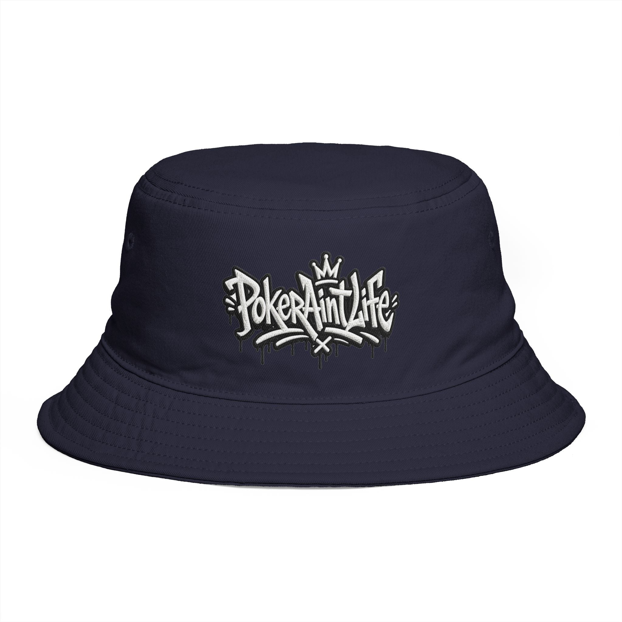Poker Ain’t Life Embroidered Bucket Hat, Streetwear Poker Player Cap - One size / Navy - Hats