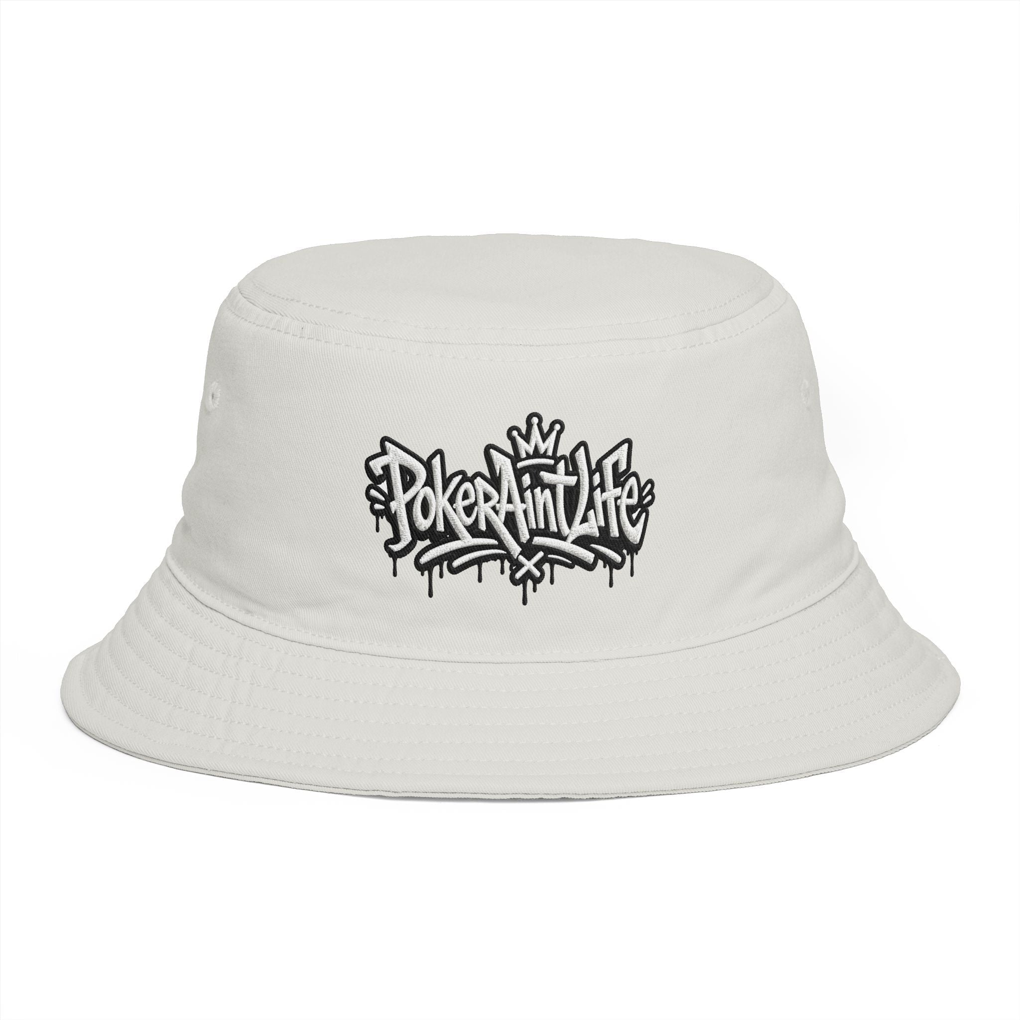 Poker Ain’t Life Embroidered Bucket Hat, Streetwear Poker Player Cap - One size / Ecru - Hats