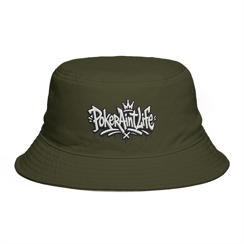 Poker Ain’t Life Embroidered Bucket Hat, Streetwear Poker Player Cap - One size / Army - Hats