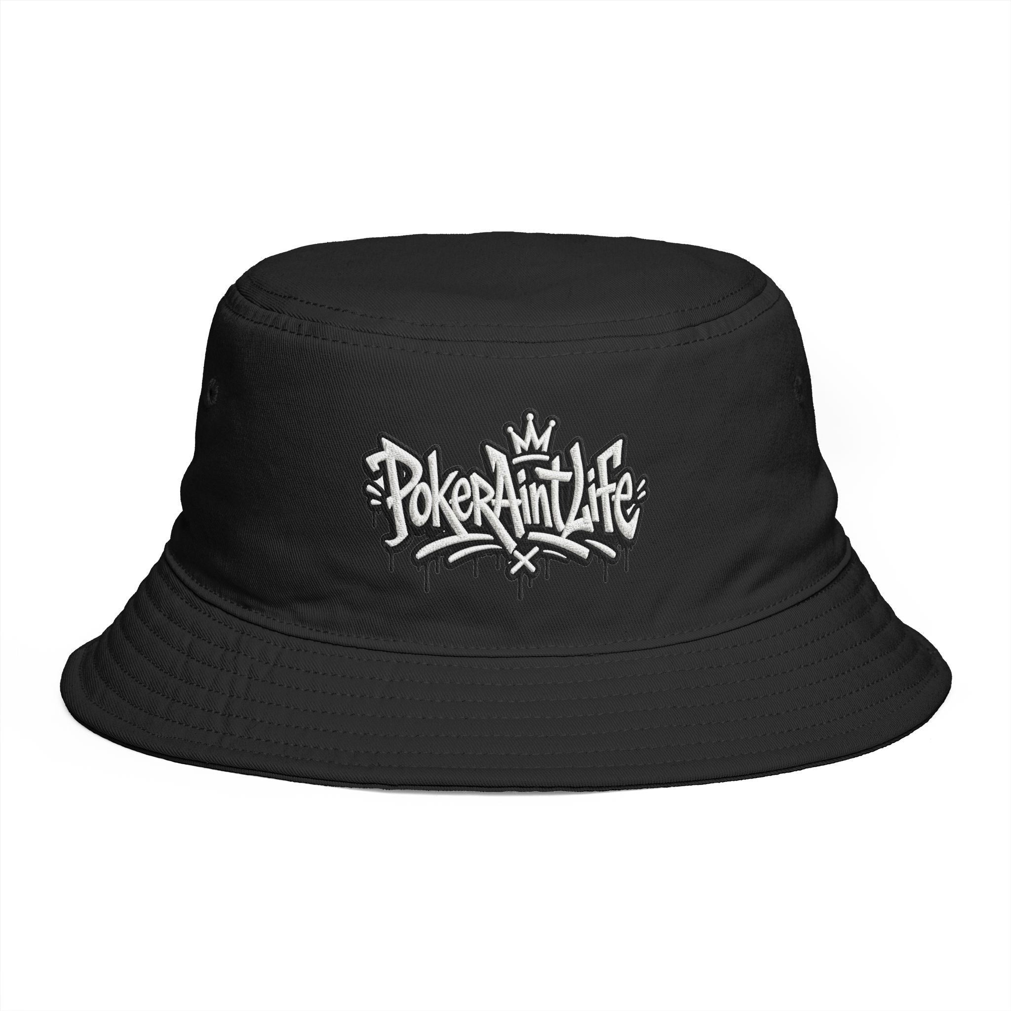 Poker Ain’t Life Embroidered Bucket Hat, Streetwear Poker Player Cap - One size / Black - Hats