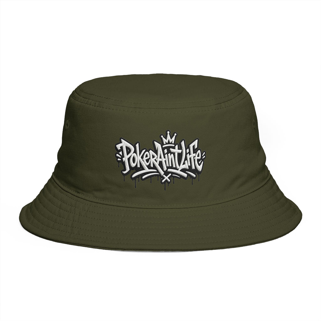 Poker Ain’t Life Embroidered Bucket Hat, Streetwear Poker Player Cap - One size / Army - Hats