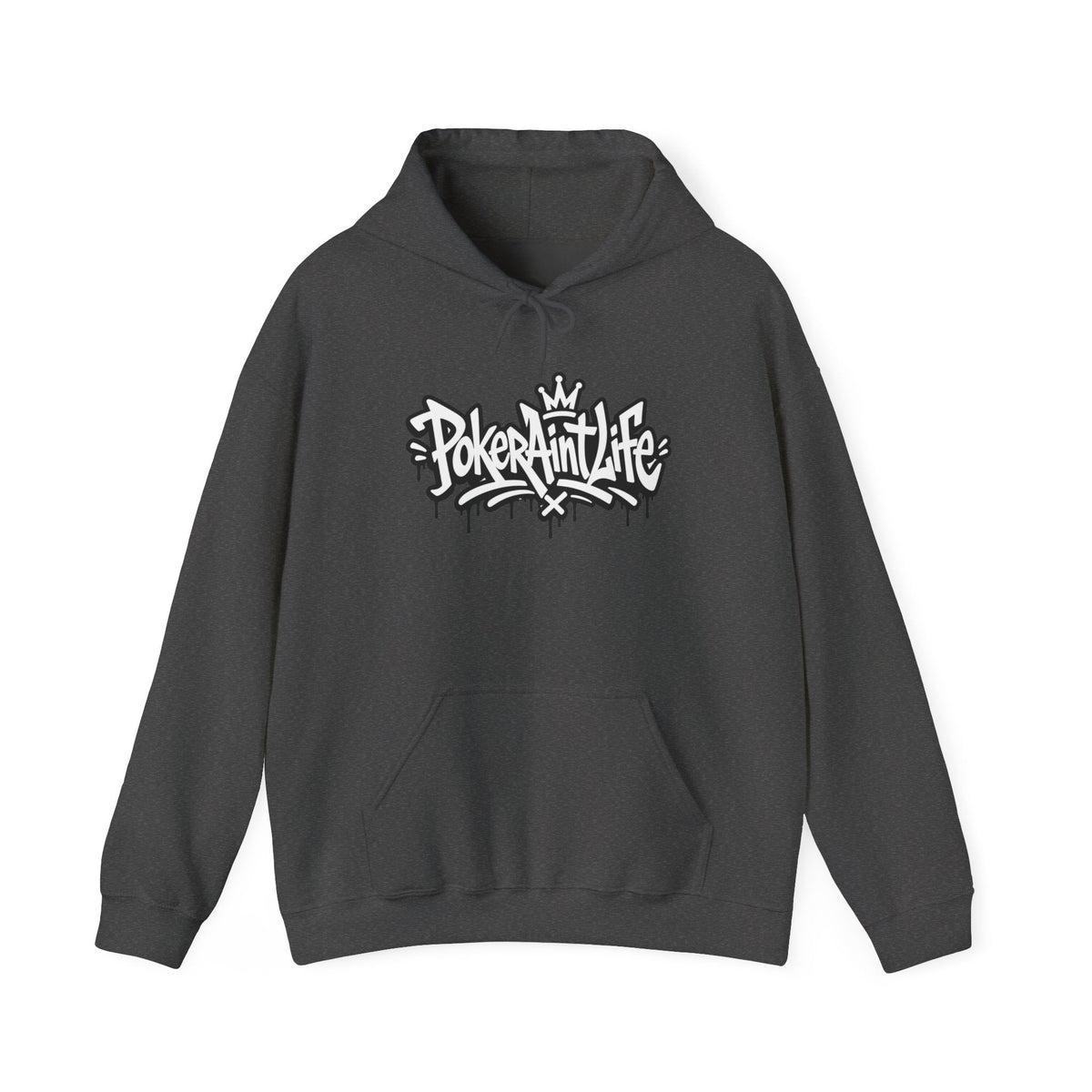 Poker Ain't Life graffiti poker hoodie in dark heather