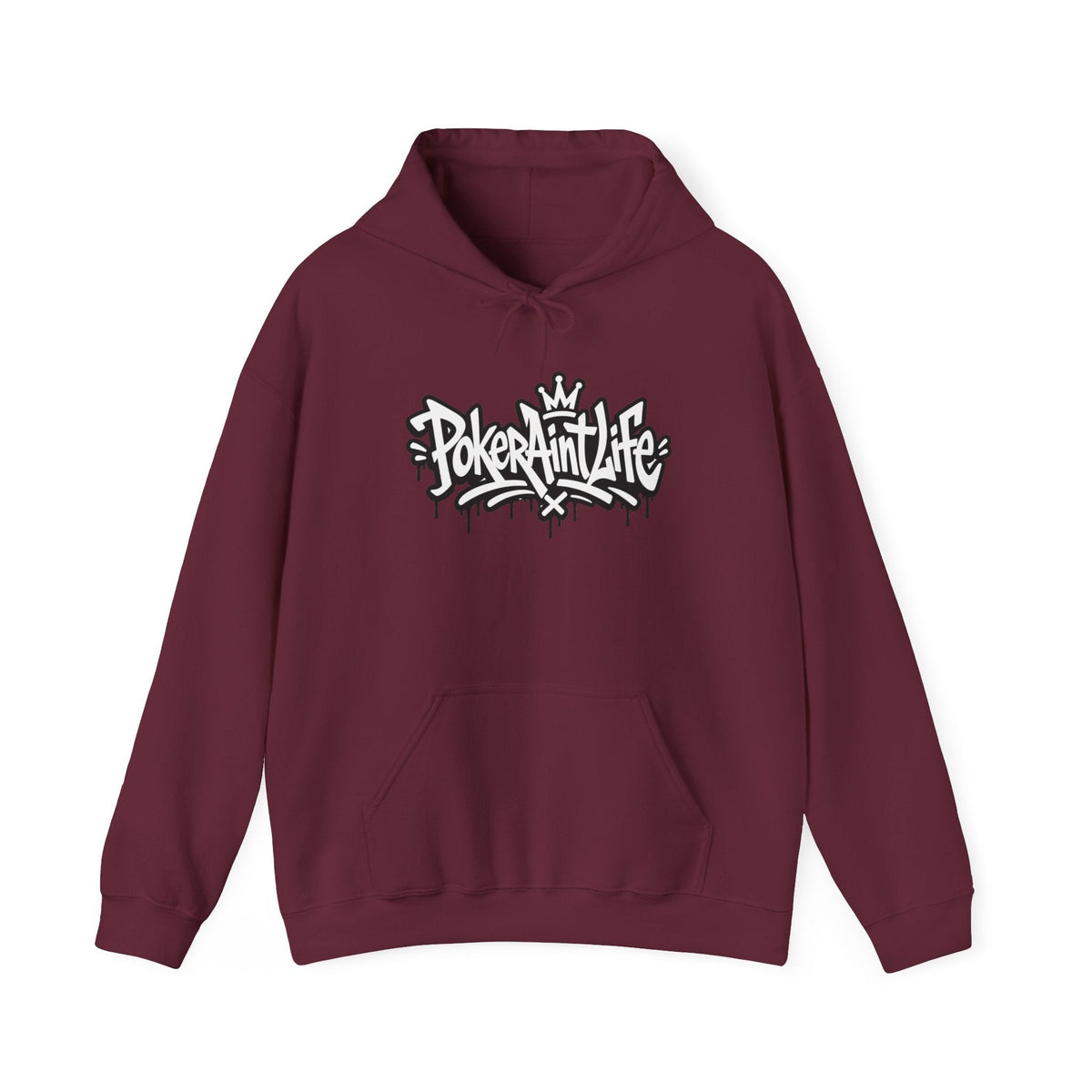 Poker Ain't Life graffiti poker hoodie in maroon