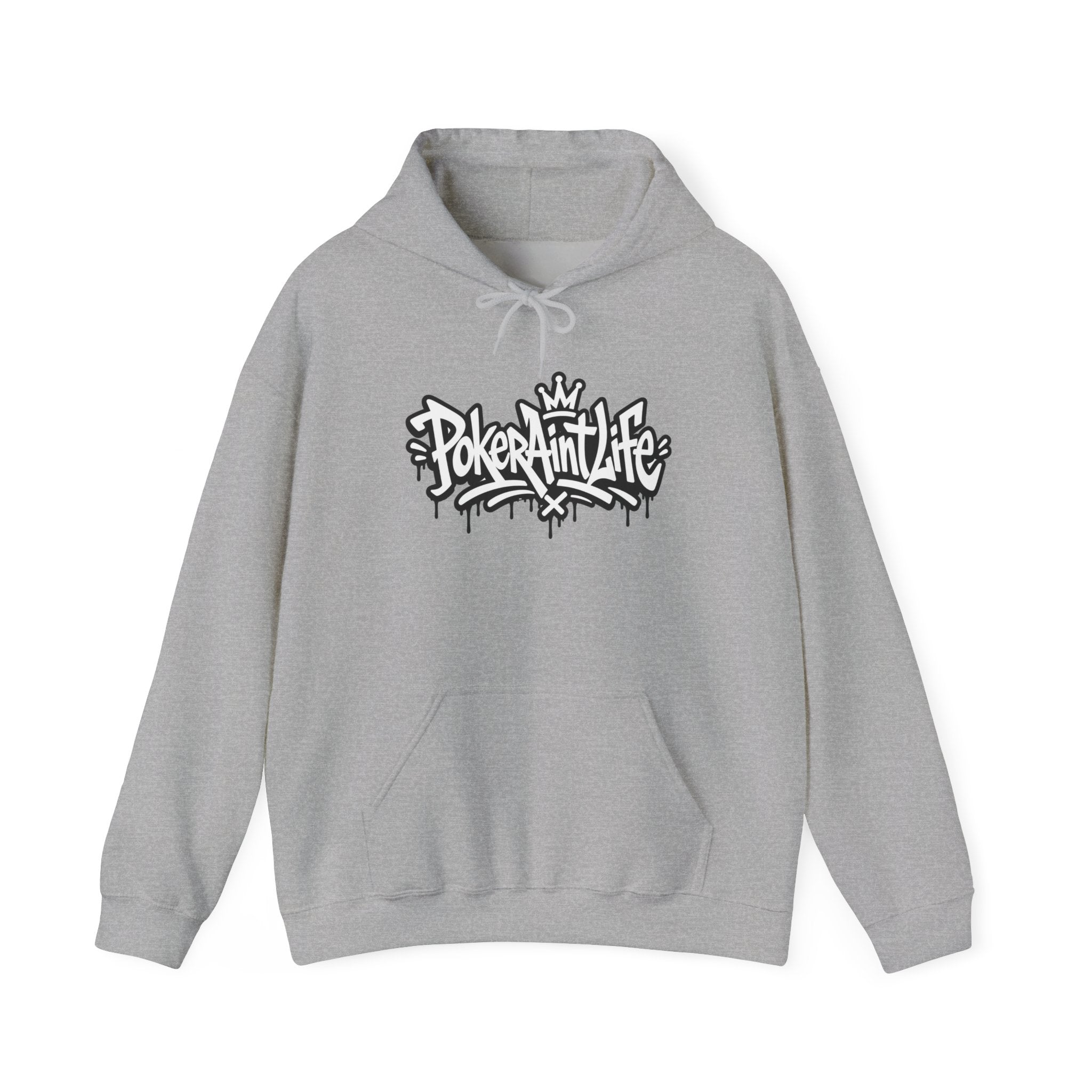 Poker Ain't Life graffiti poker hoodie in sport grey
