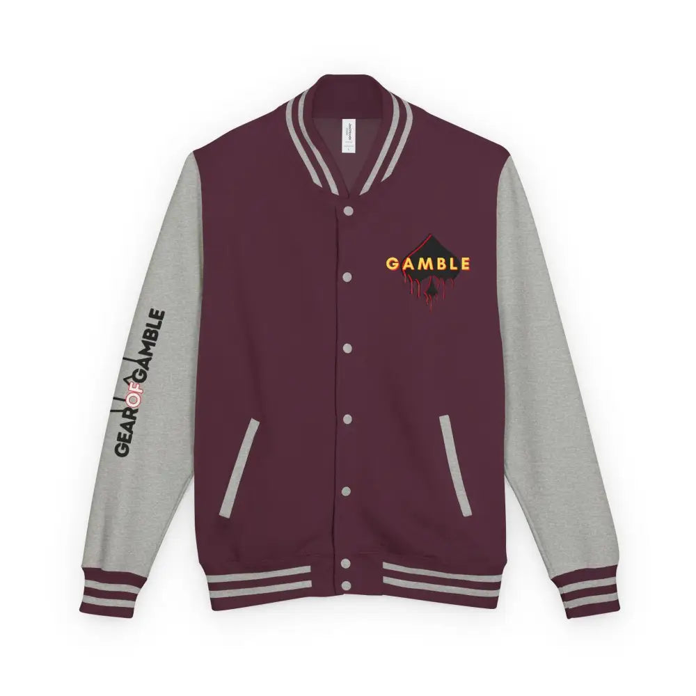 PokerAintLife Letterman Jacket - S / Burgundy/Heather Grey - Outerwear