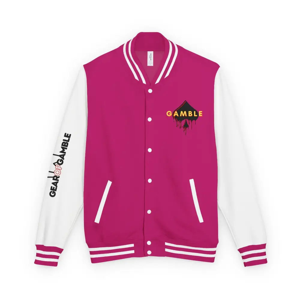 PokerAintLife Letterman Jacket - S / Hot Pink/Arctic White - Outerwear