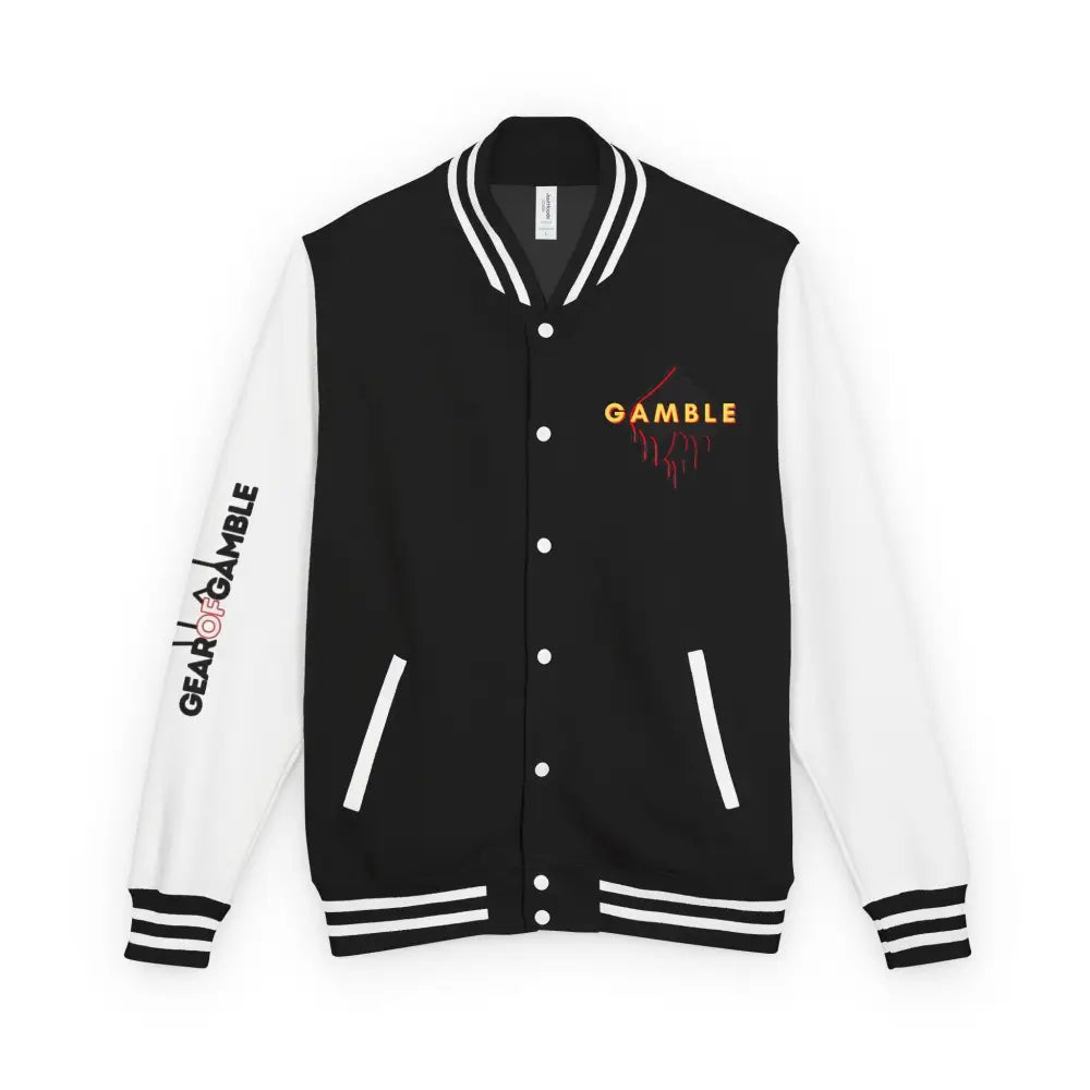 PokerAintLife Letterman Jacket - S / Jet Black/Arctic White - Outerwear