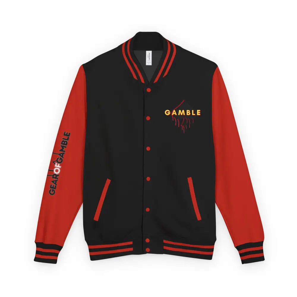 PokerAintLife Letterman Jacket - S / Jet Black/Fire Red - Outerwear