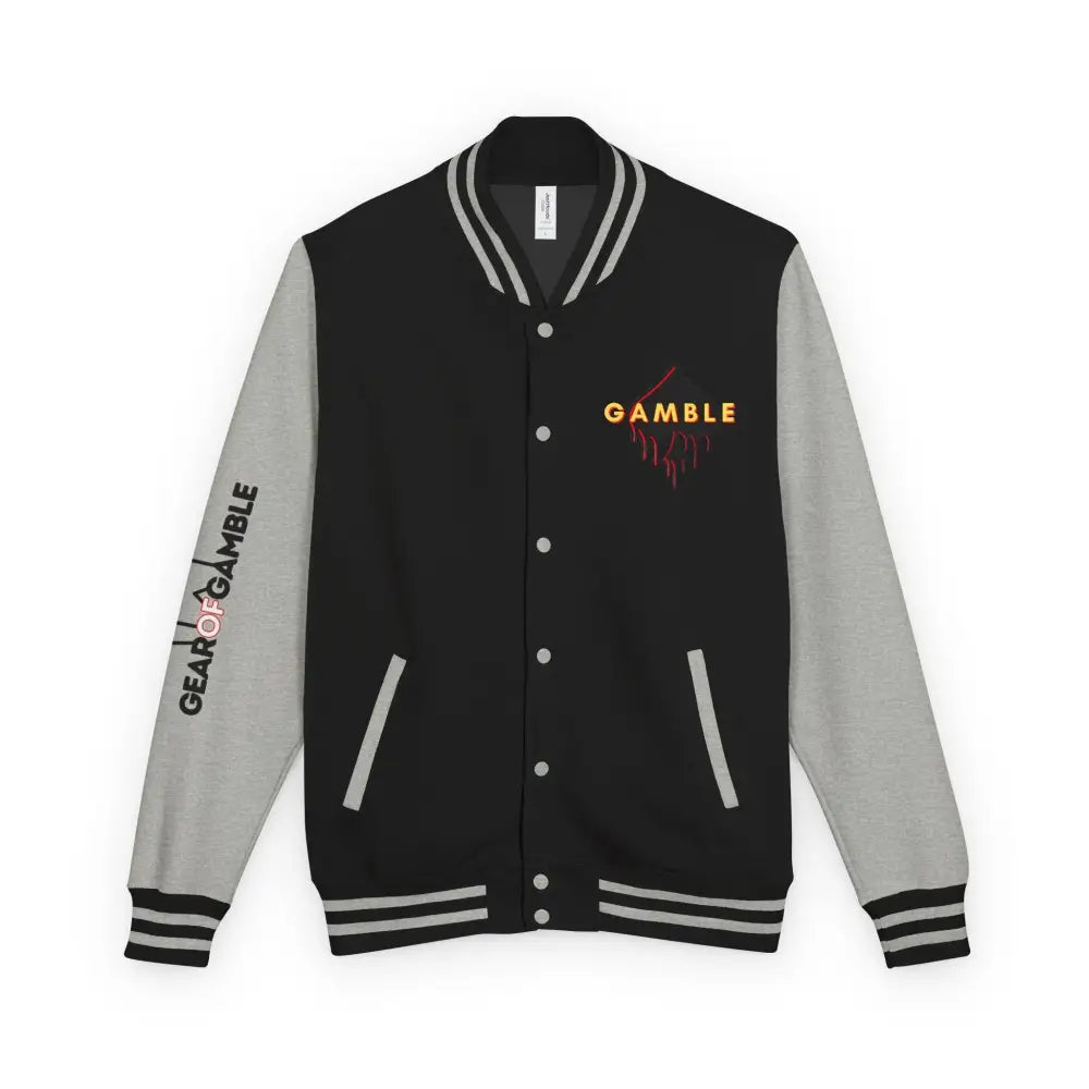 PokerAintLife Letterman Jacket - S / Jet Black/Heather Grey - Outerwear