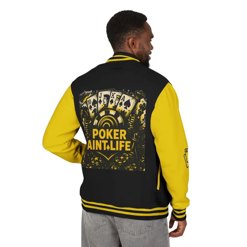 PokerAintLife Letterman Jacket - S / Jet Black/Sun Yellow - Outerwear