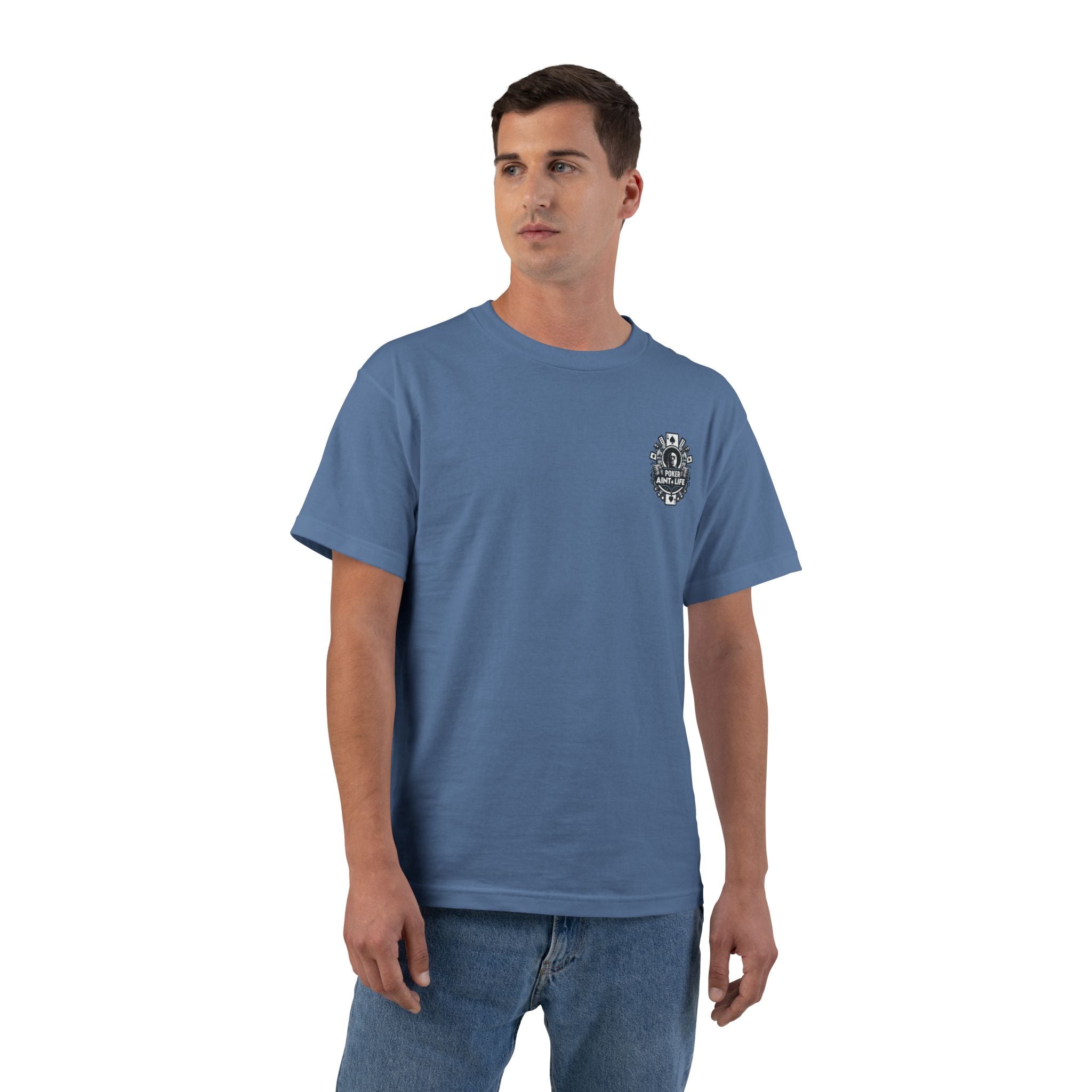 Poker Aint Life T-Shirt, Retro Card Player Graphic Tee - Denim Blue / S - T-Shirt