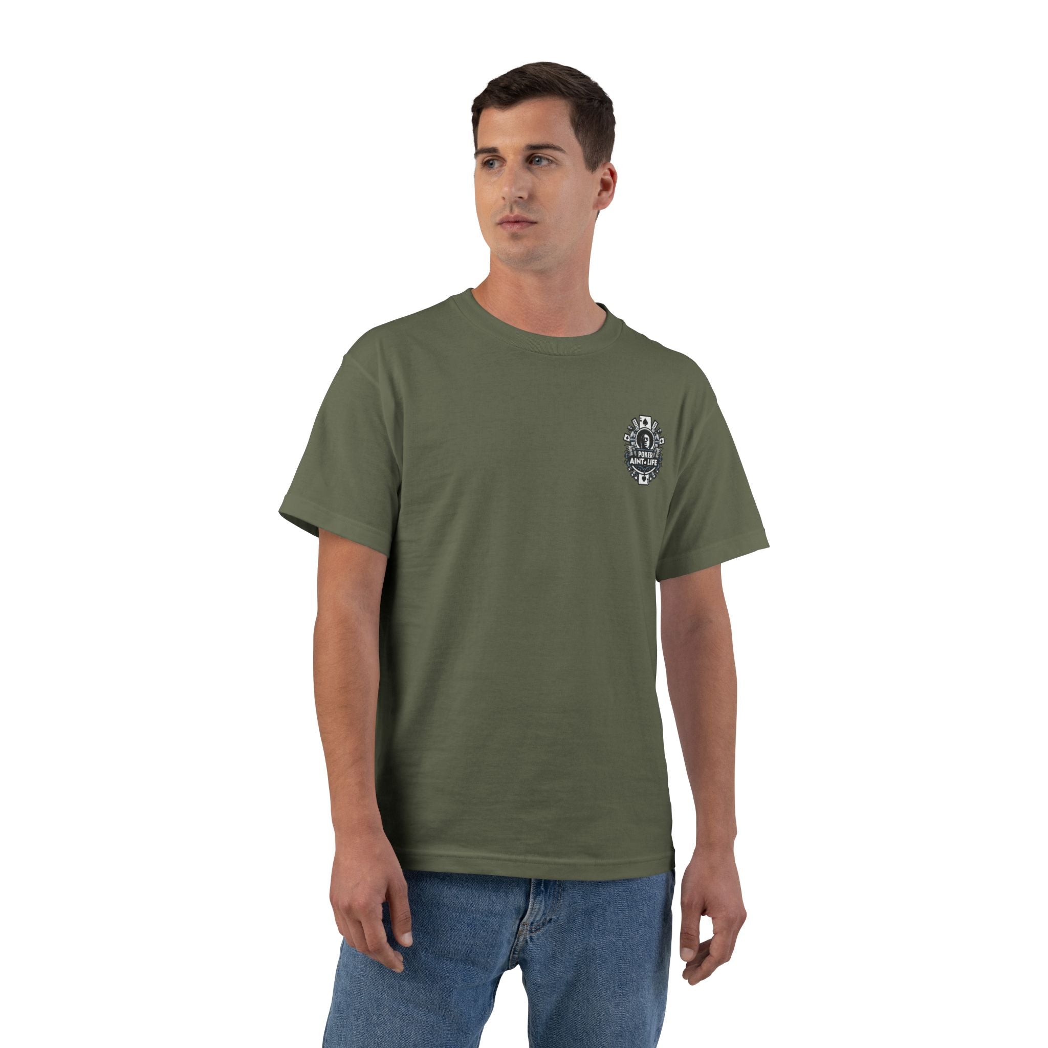 Poker Aint Life T-Shirt, Retro Card Player Graphic Tee - Fatigue Green / S - T-Shirt