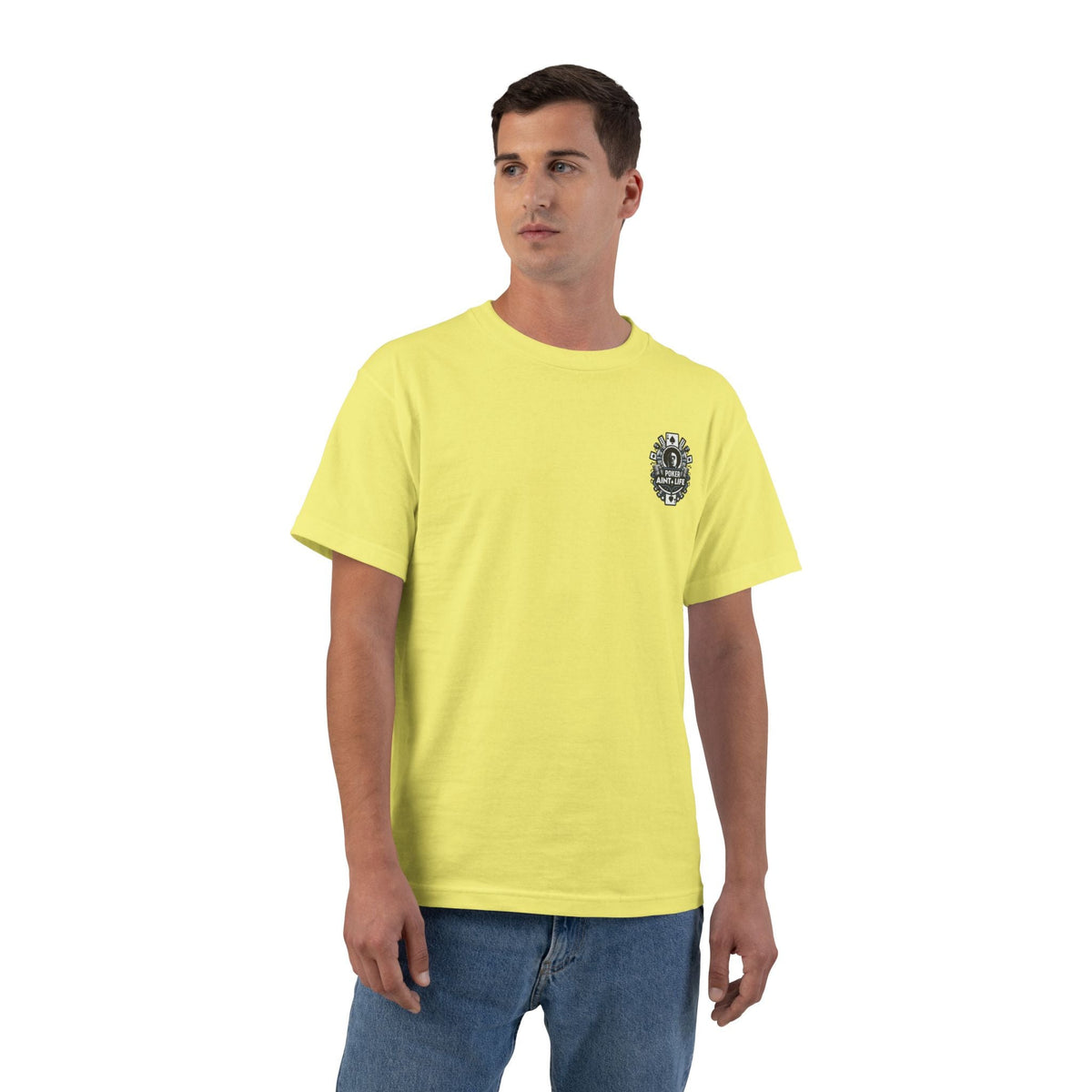 Poker Aint Life T-Shirt, Retro Card Player Graphic Tee - Lemon Meringue / S - T-Shirt