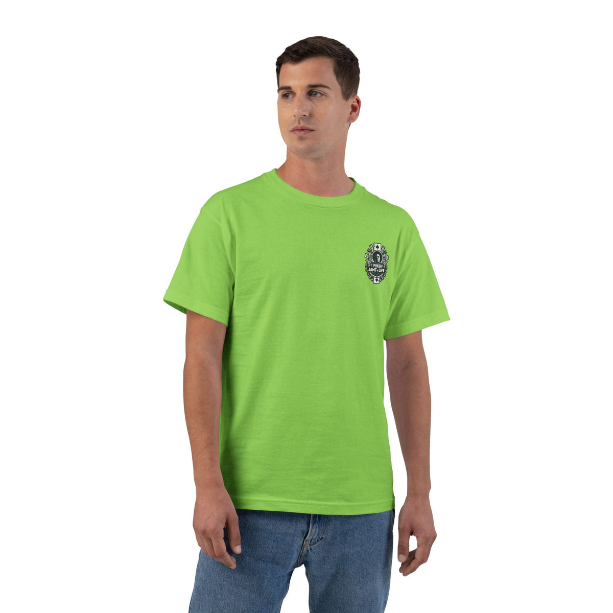 Poker Aint Life T-Shirt, Retro Card Player Graphic Tee - Lime / S - T-Shirt