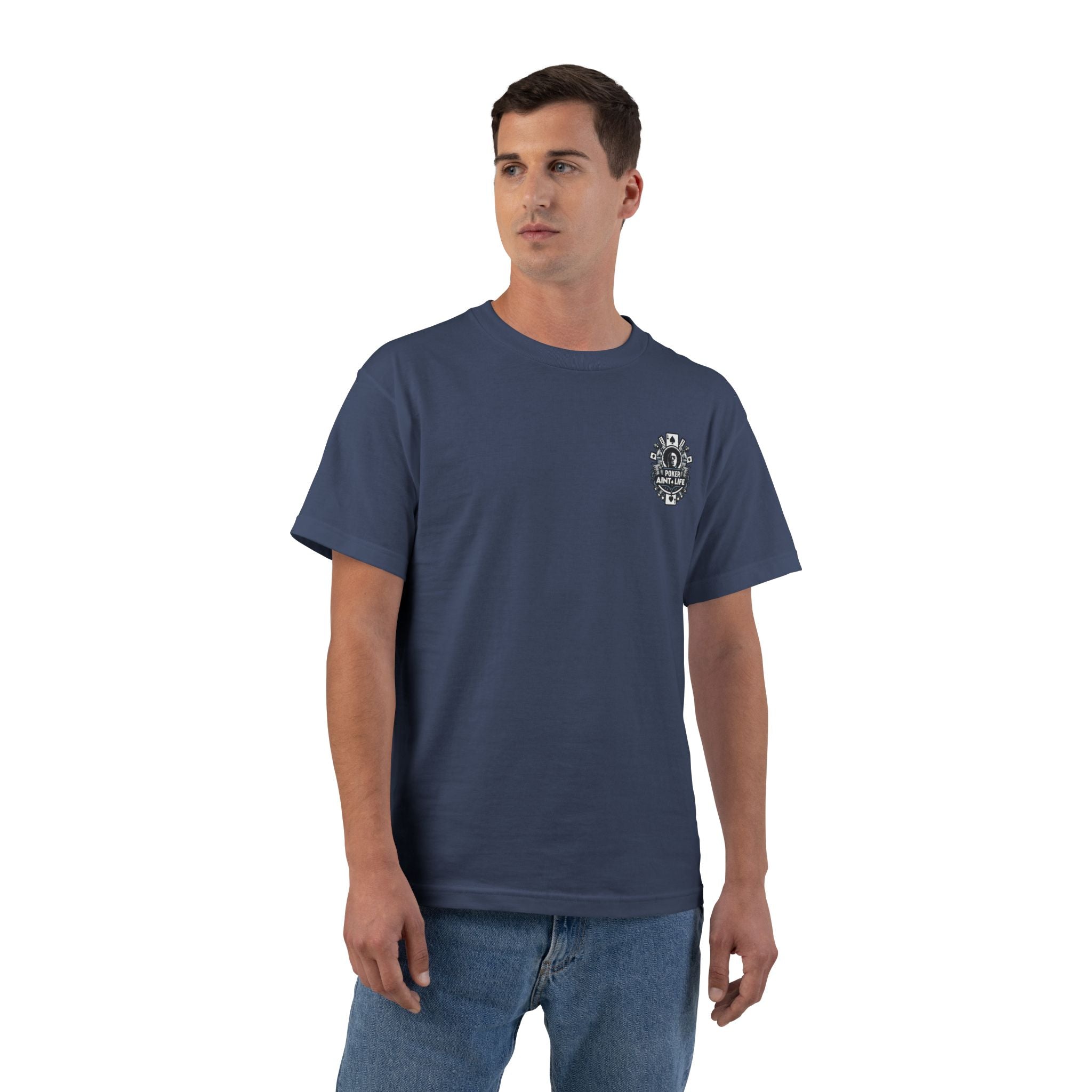 Poker Aint Life T-Shirt, Retro Card Player Graphic Tee - Navy / S - T-Shirt