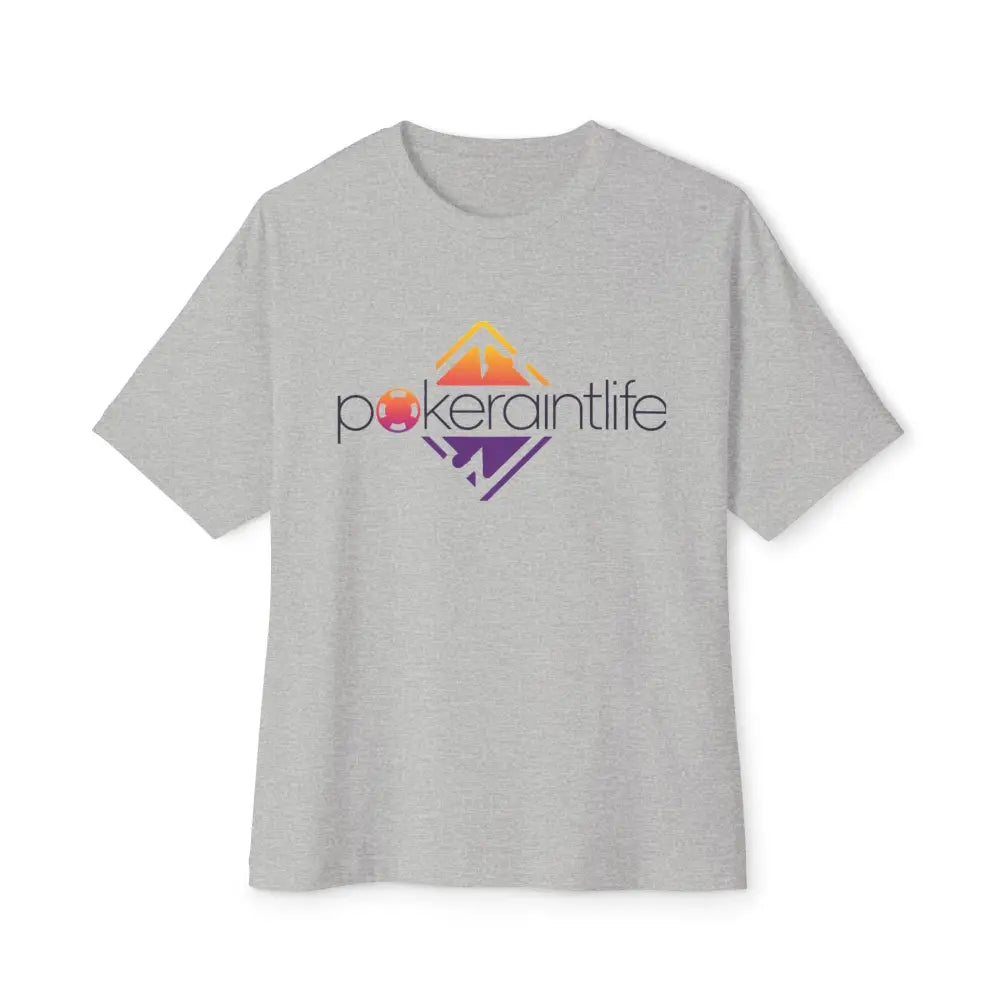 Gray t-shirt with 'pokeraintlife' logo on a white background