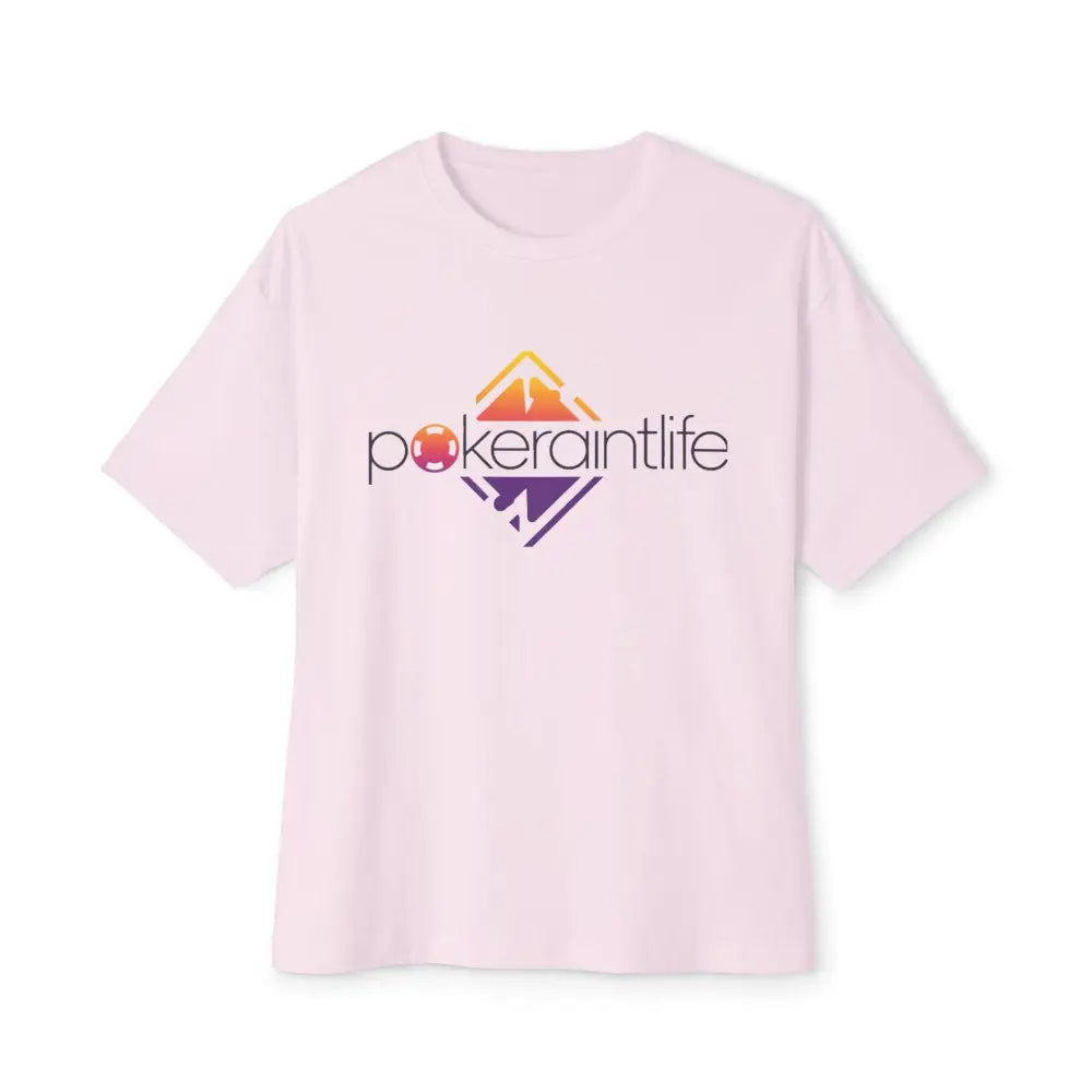 Pink t-shirt with 'pokeraintlife' logo on a white background