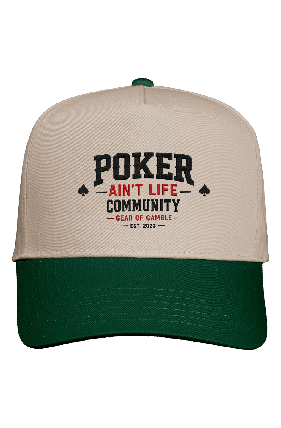 Poker Ain't Life two-tone dad hat in khaki and forest green