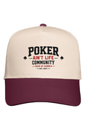 Poker Ain't Life two-tone dad hat in natural and maroon