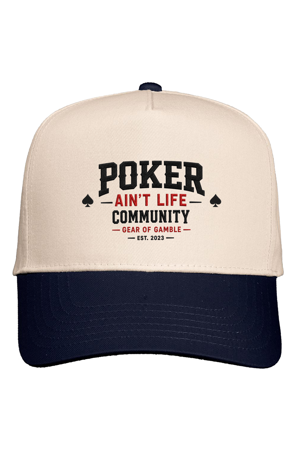 Poker Ain't Life two-tone dad hat in natural and navy