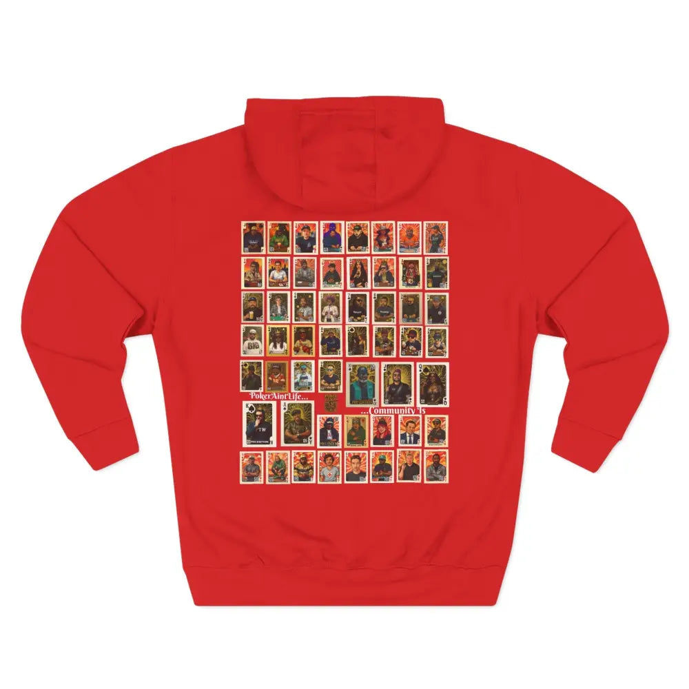 Premium multi color poker hoodie featuring "PokerAintLife" graphic with pro player poker cards design – streetwear for poker players and grinders.