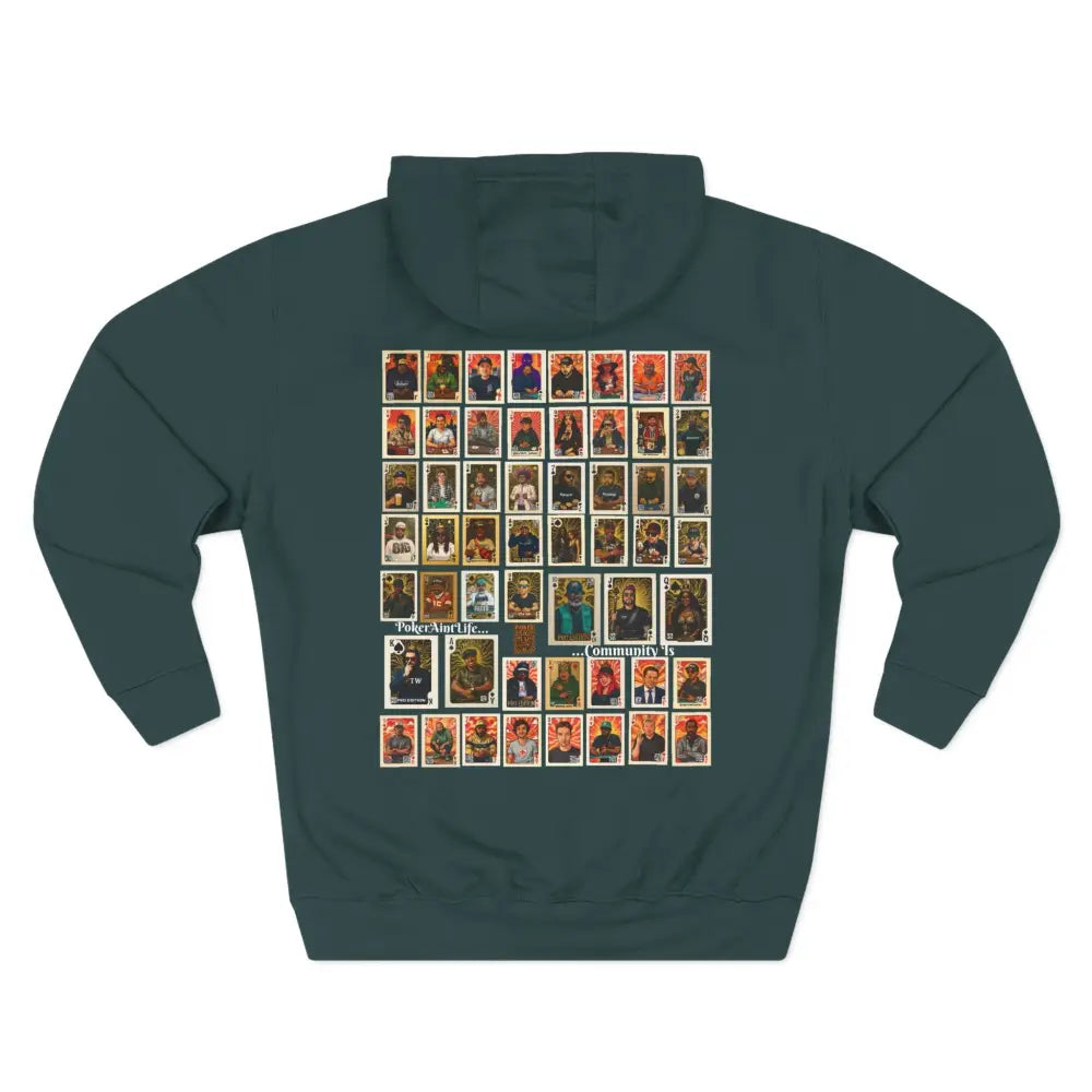 Premium green poker hoodie featuring "PokerAintLife" graphic – streetwear for poker players and grinders.