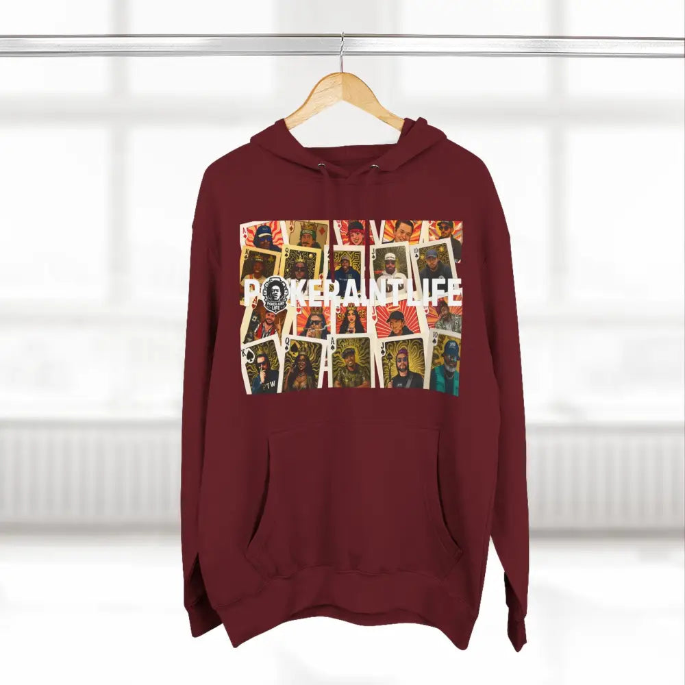 Premium multi color poker hoodie featuring "PokerAintLife" graphic with pro player poker cards design – streetwear for poker players and grinders.