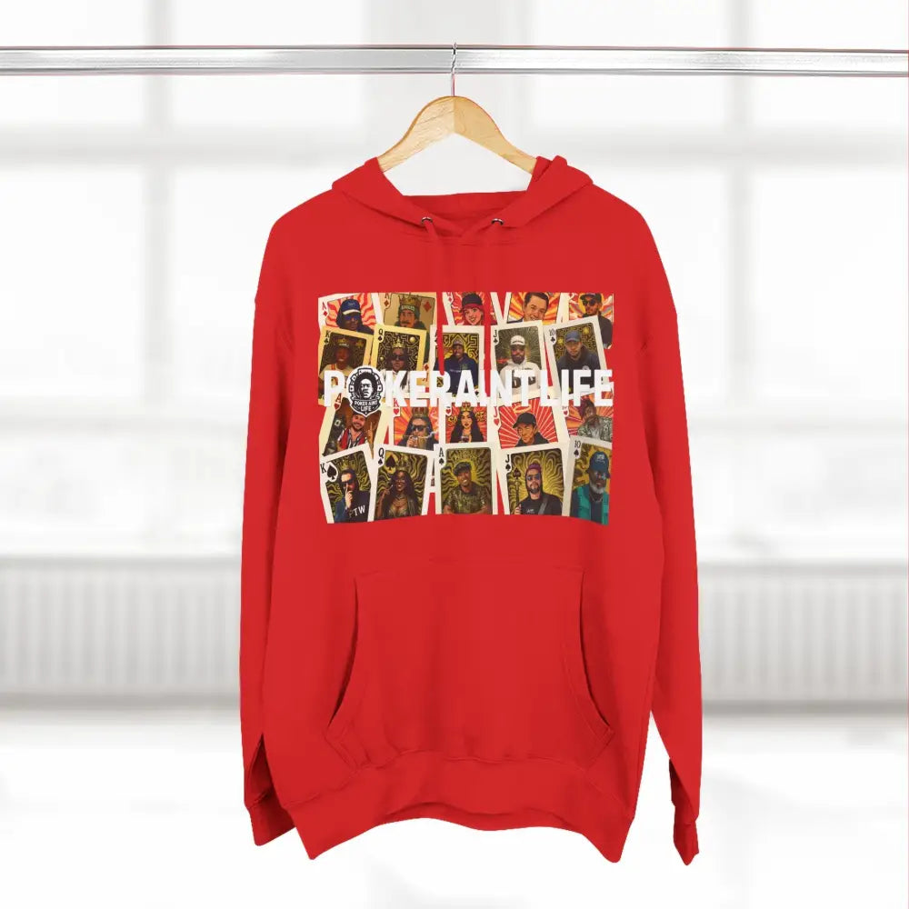 Premium multi color poker hoodie featuring "PokerAintLife" graphic with pro player poker cards design – streetwear for poker players and grinders.