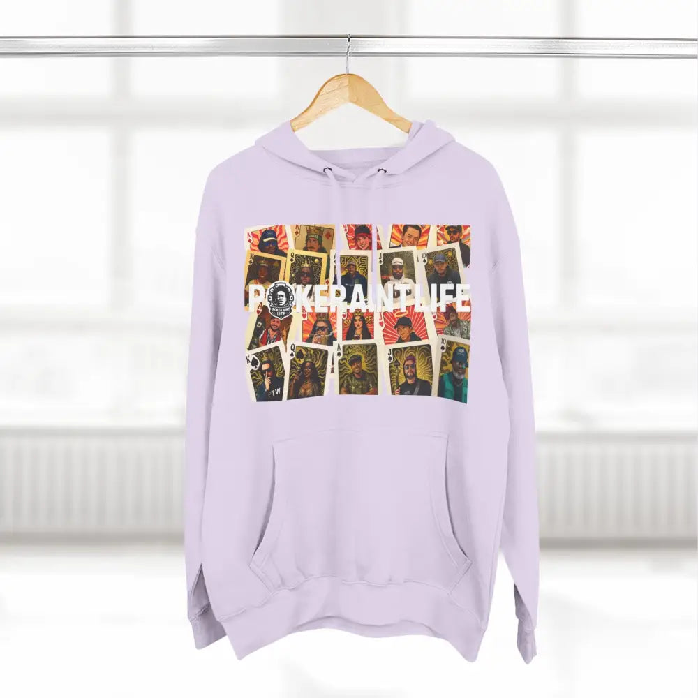 Premium multi color poker hoodie featuring "PokerAintLife" graphic with pro player poker cards design – streetwear for poker players and grinders.