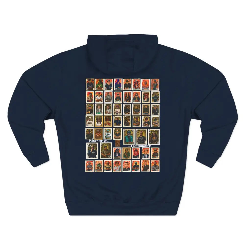 Premium multi color poker hoodie featuring "PokerAintLife" graphic with pro player poker cards design – streetwear for poker players and grinders.