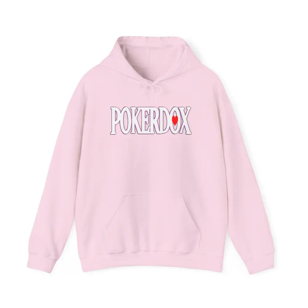 Pokerdox Crew Hoodie – Urban Graphic Hoodie Featuring Pokerdox Logo & Character Collage - Light Pink / S - Hoodie