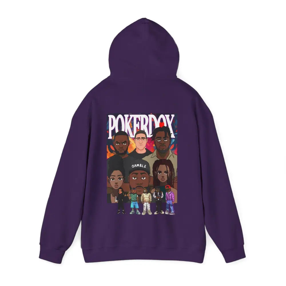 Pokerdox Crew Hoodie – Urban Graphic Hoodie Featuring Pokerdox Logo & Character Collage - Hoodie