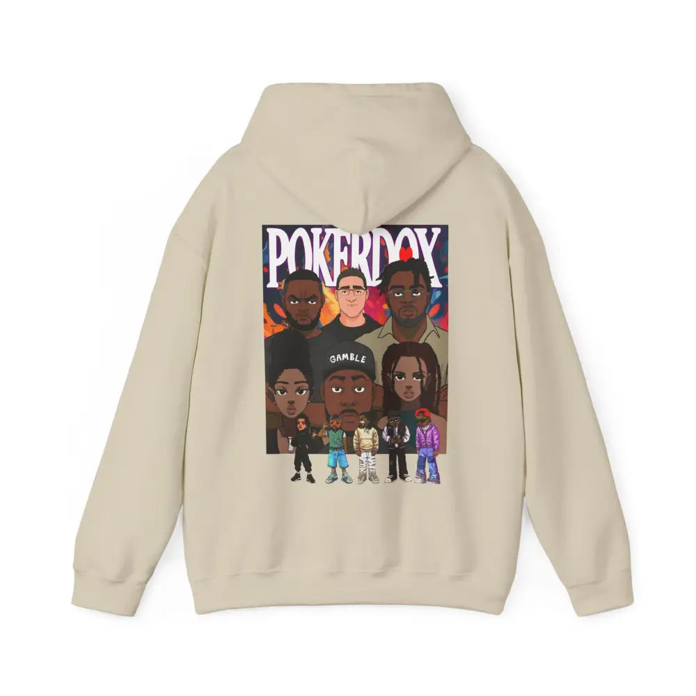 Pokerdox Crew Hoodie – Urban Graphic Hoodie Featuring Pokerdox Logo & Character Collage - Hoodie
