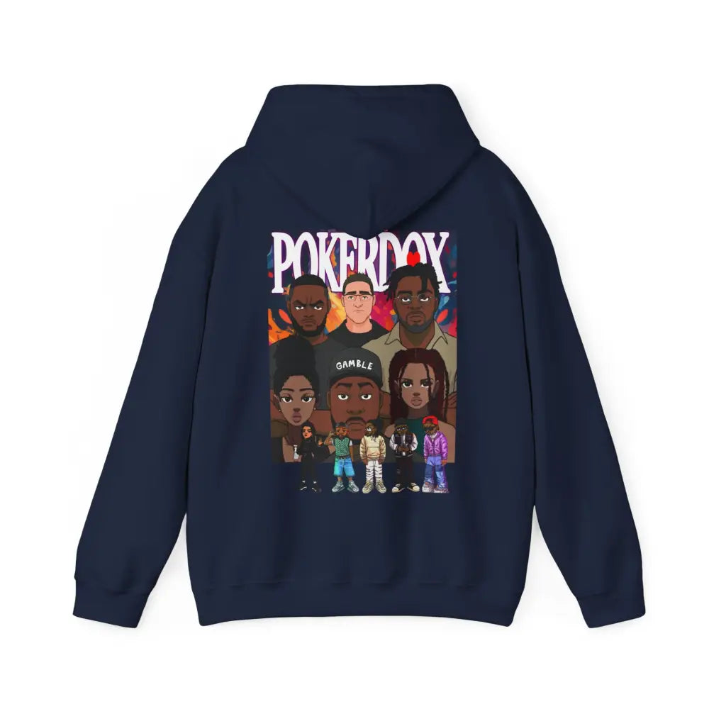 Pokerdox Crew Hoodie – Urban Graphic Hoodie Featuring Pokerdox Logo & Character Collage - Hoodie