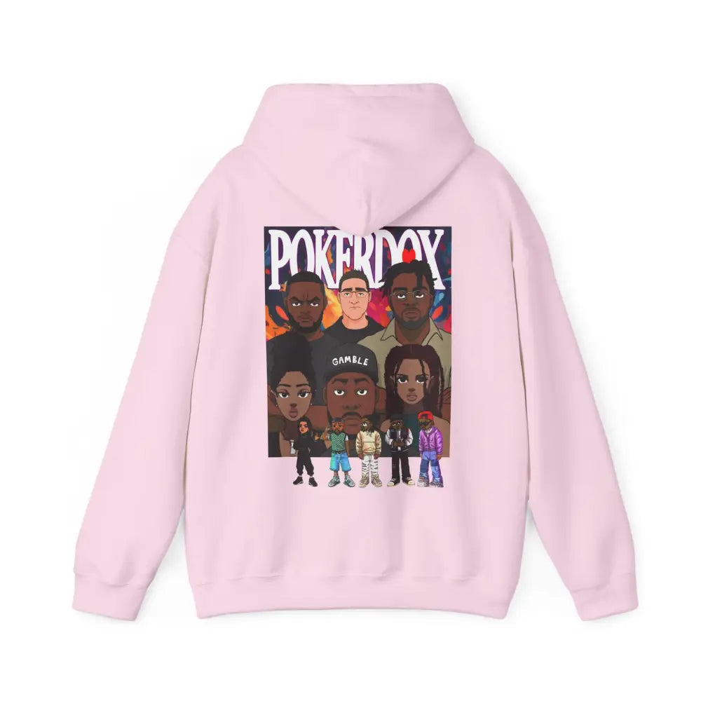 Pokerdox Crew Hoodie – Urban Graphic Hoodie Featuring Pokerdox Logo & Character Collage - Hoodie