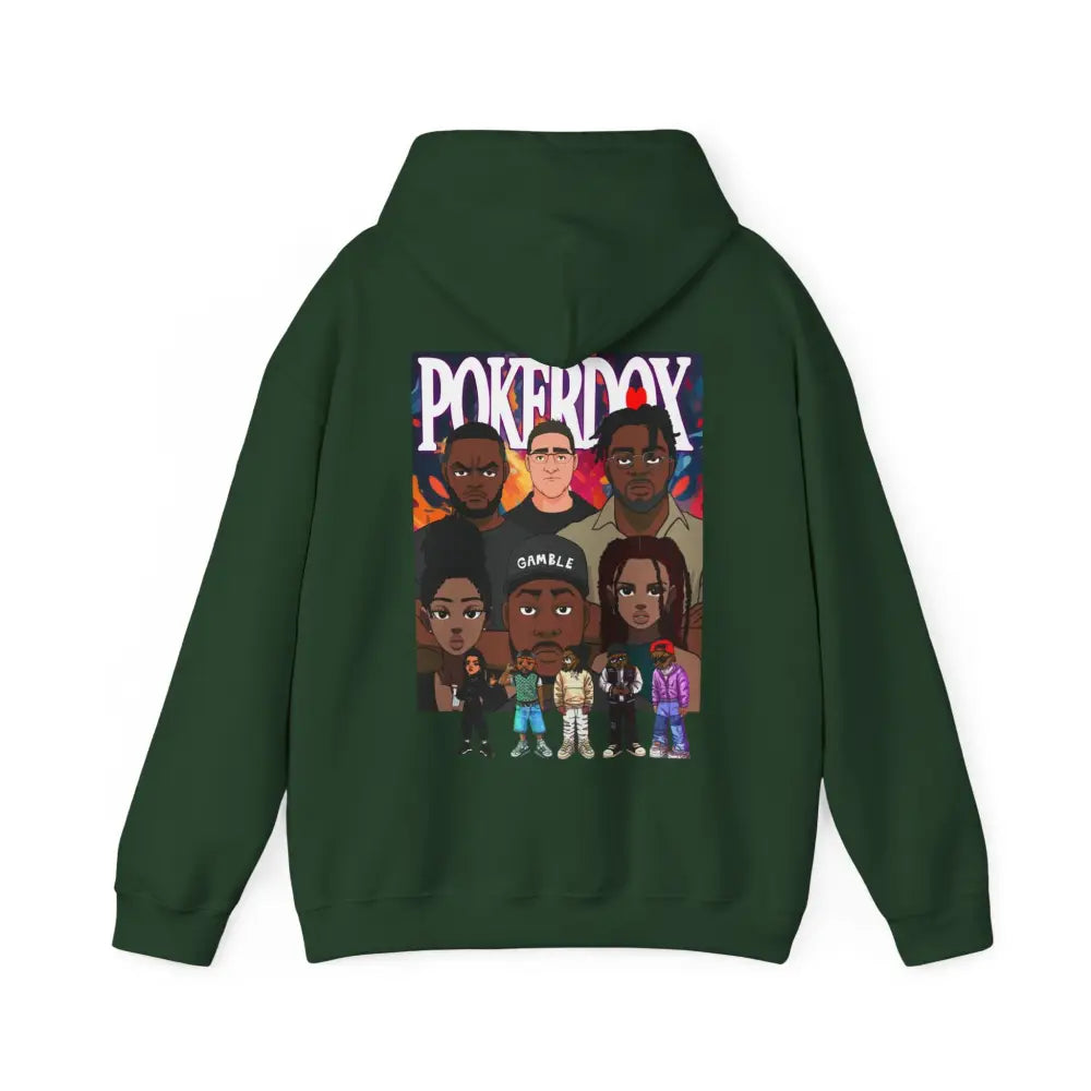 Pokerdox Crew Hoodie – Urban Graphic Hoodie Featuring Pokerdox Logo & Character Collage - Hoodie