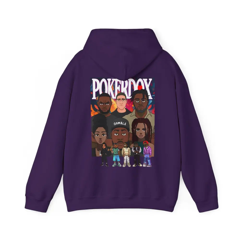 Pokerdox Crew Hoodie – Urban Graphic Hoodie Featuring Pokerdox Logo & Character Collage - Hoodie