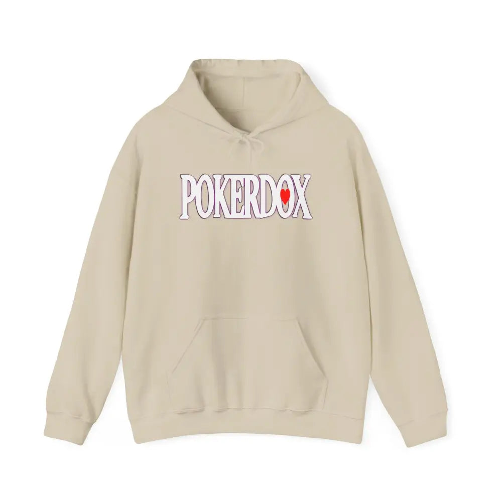 Pokerdox Crew Hoodie – Urban Graphic Hoodie Featuring Pokerdox Logo & Character Collage - Sand / S - Hoodie